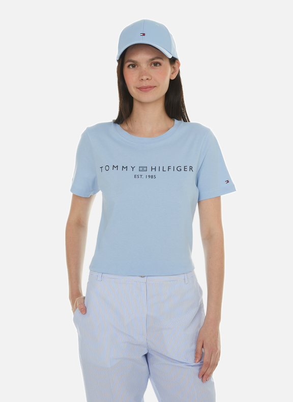 TOMMY HILFIGER Patchwork-effect cotton T-shirt Blue