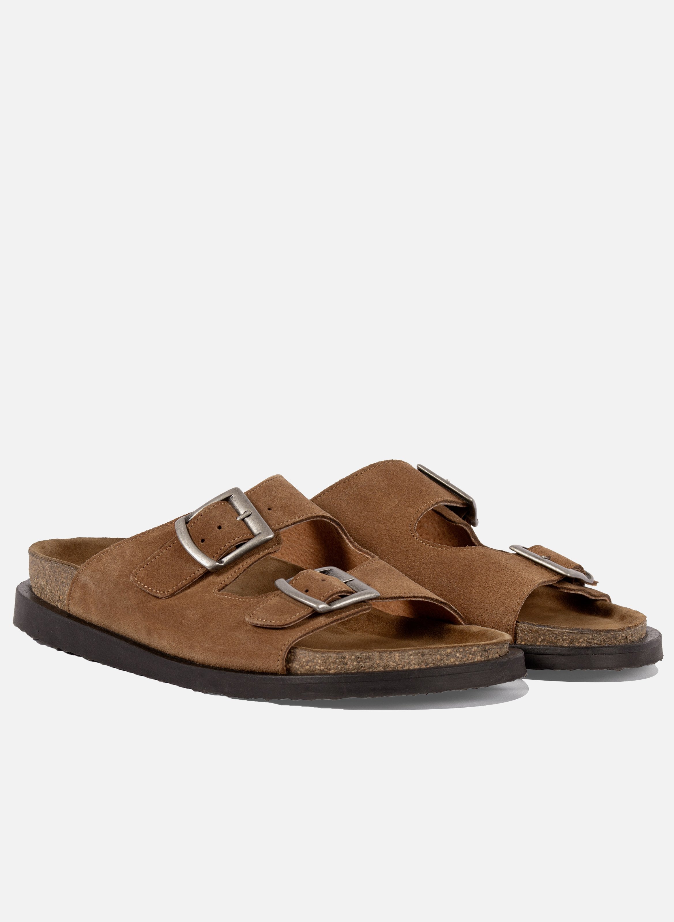 Mules liège cuir daim Marron