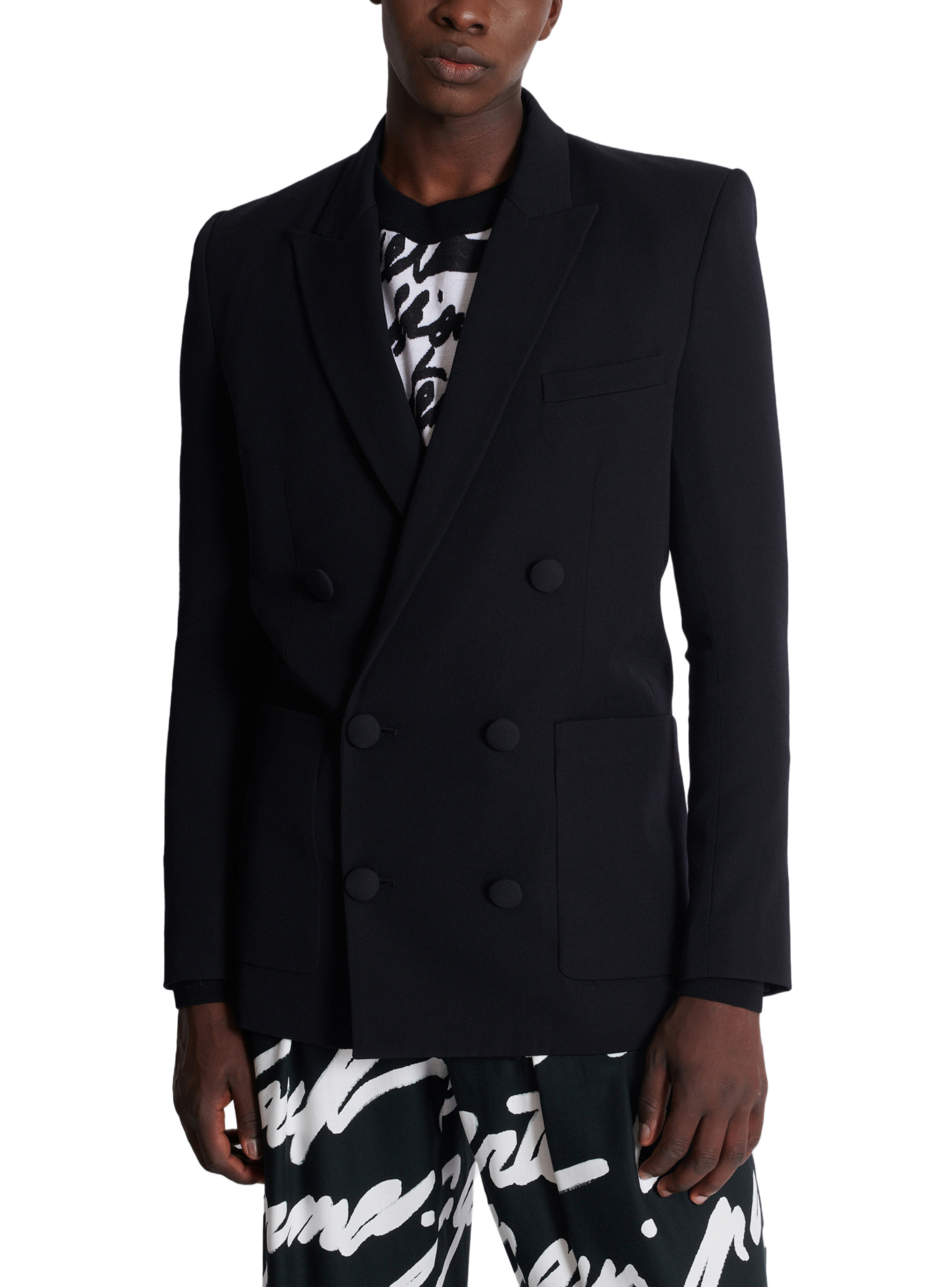 Blazer en grain de poudre BALMAIN Noir