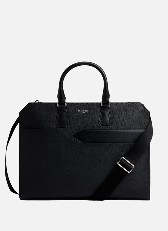 Porte documents 15 gaston en cuir grain croisé Noir by LE TANNEUR LE TANNEUR Porte documents 15 gaston en cuir grain croisé Noir