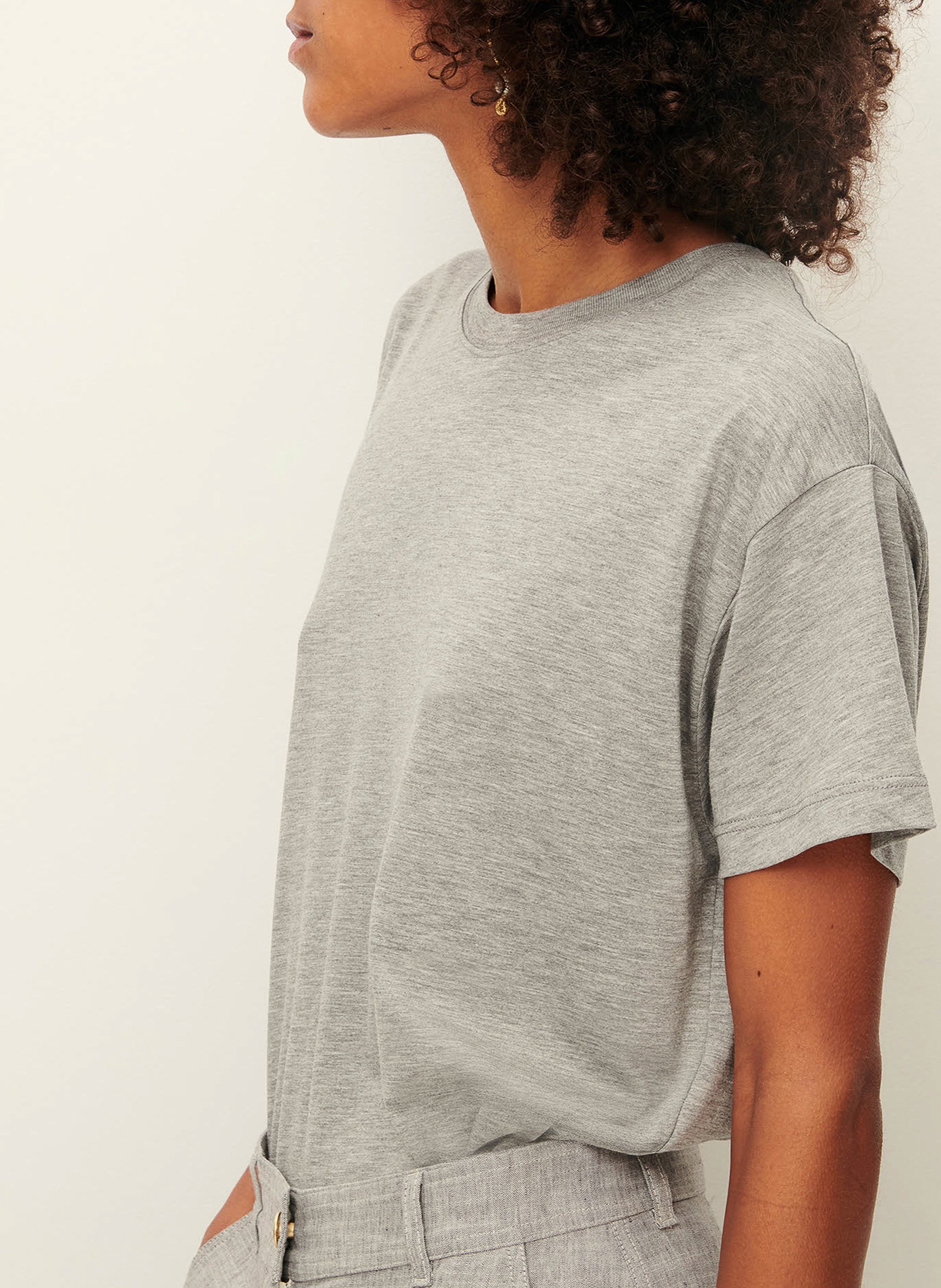 Tee-shirt oversize col rond too SESSUN Gris
