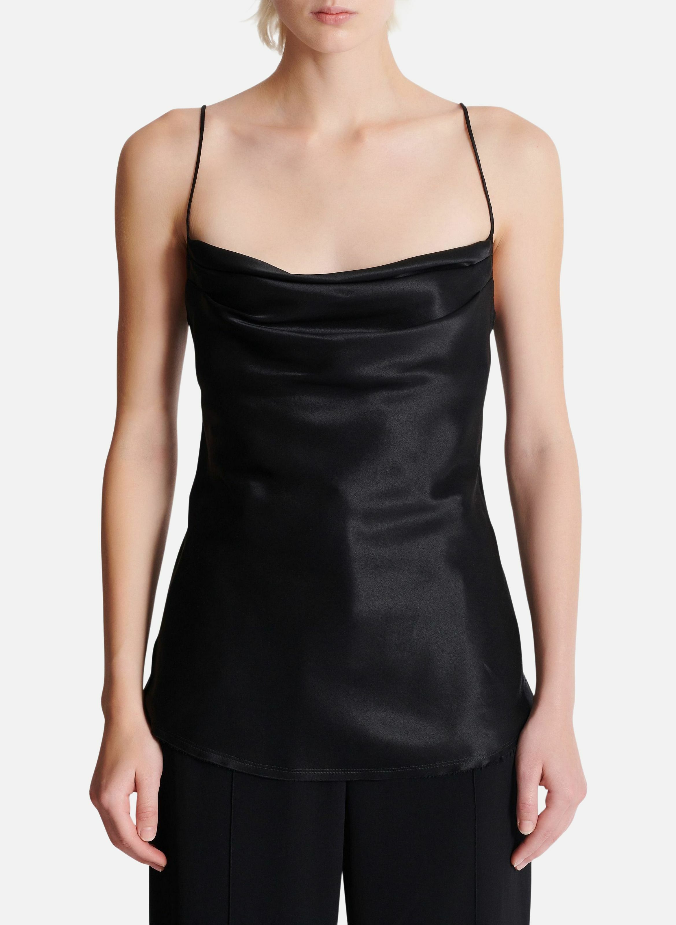Top en satin drapé BALMAIN Noir