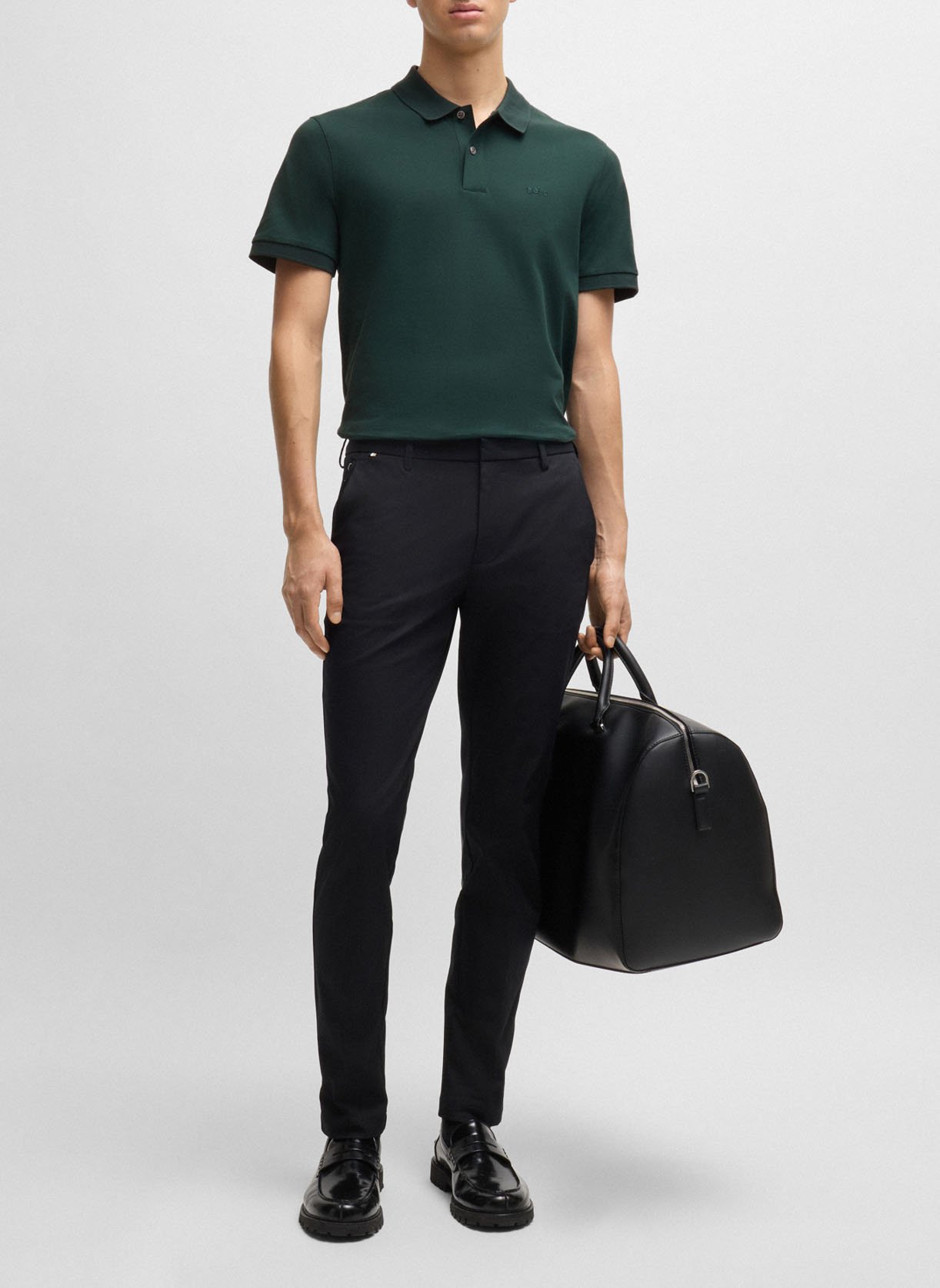 Polo regular-fit en coton bio BOSS Kaki