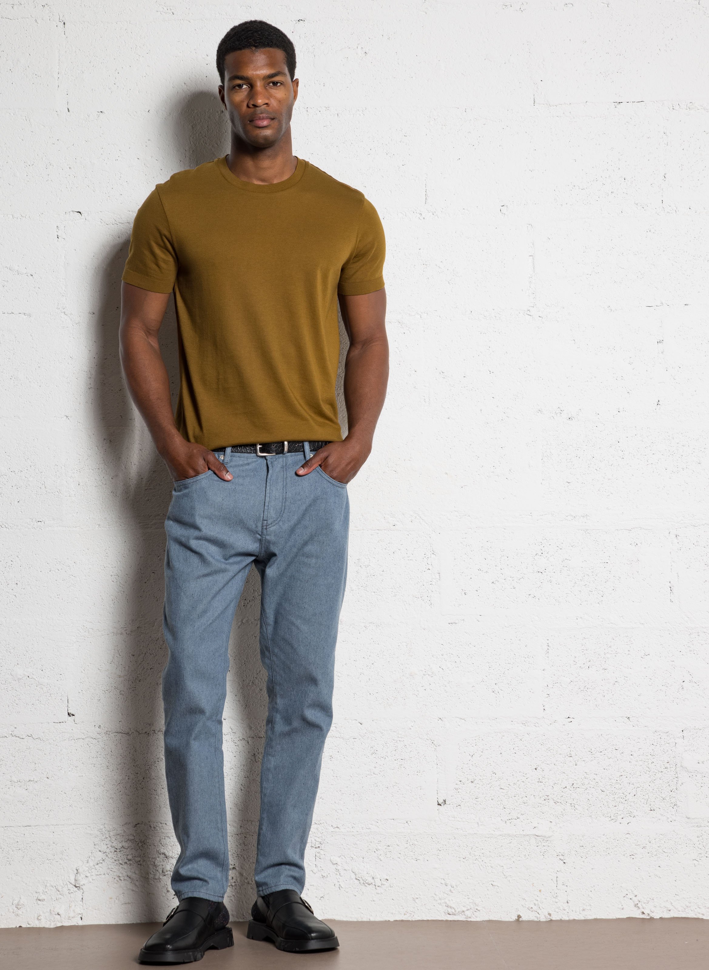 Tee-shirt droit col rond en maille IKKS Jaune