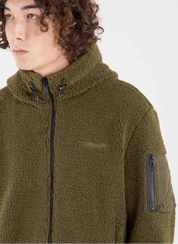 Veste ample à capuche en polaire | Kaki by BOMBERS ORIGINAL Veste ample à capuche en polaire Kaki