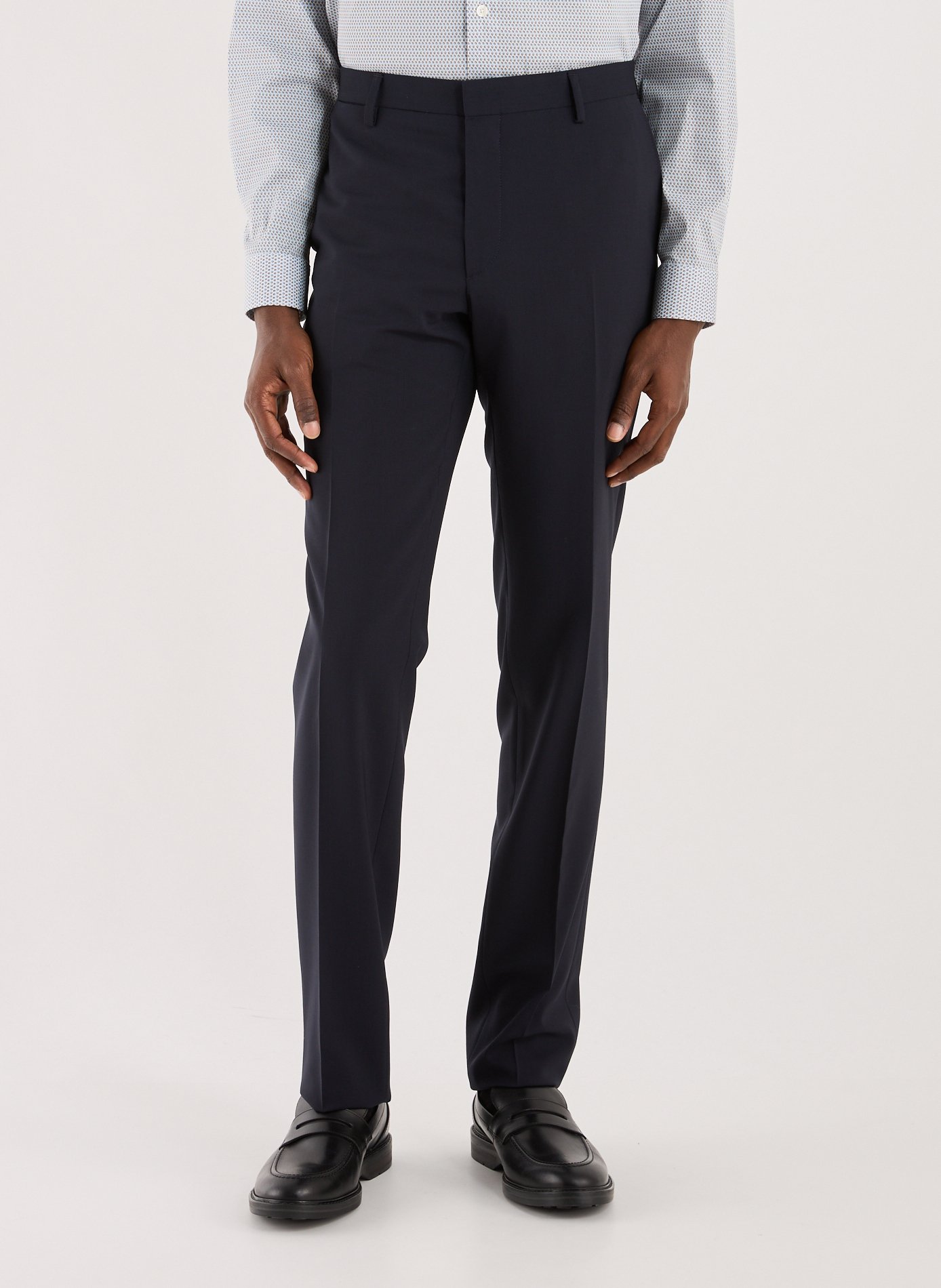 AU PRINTEMPS PARIS Pantalon uni en laine mélangée Bleu