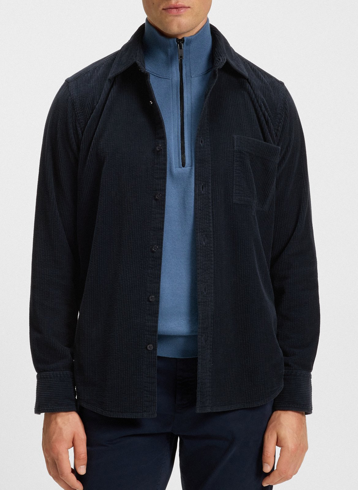 BOSS Chemise col classique en coton Bleu