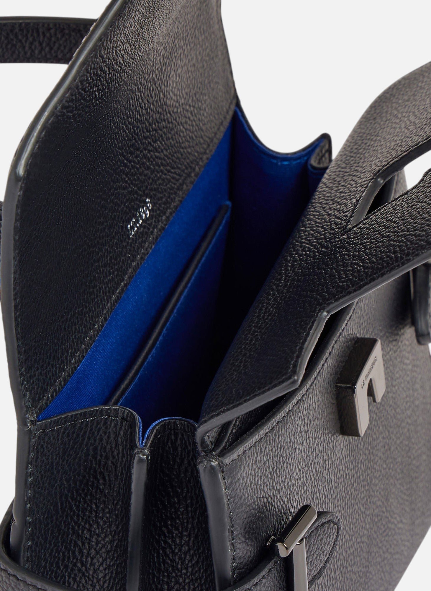 Petit sac à main double rabat emilie en cuir grainé LE TANNEUR Noir