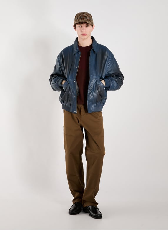 Blouson col classique en cuir | Bleu by ARTE ANTWERP Blouson col classique en cuir Bleu