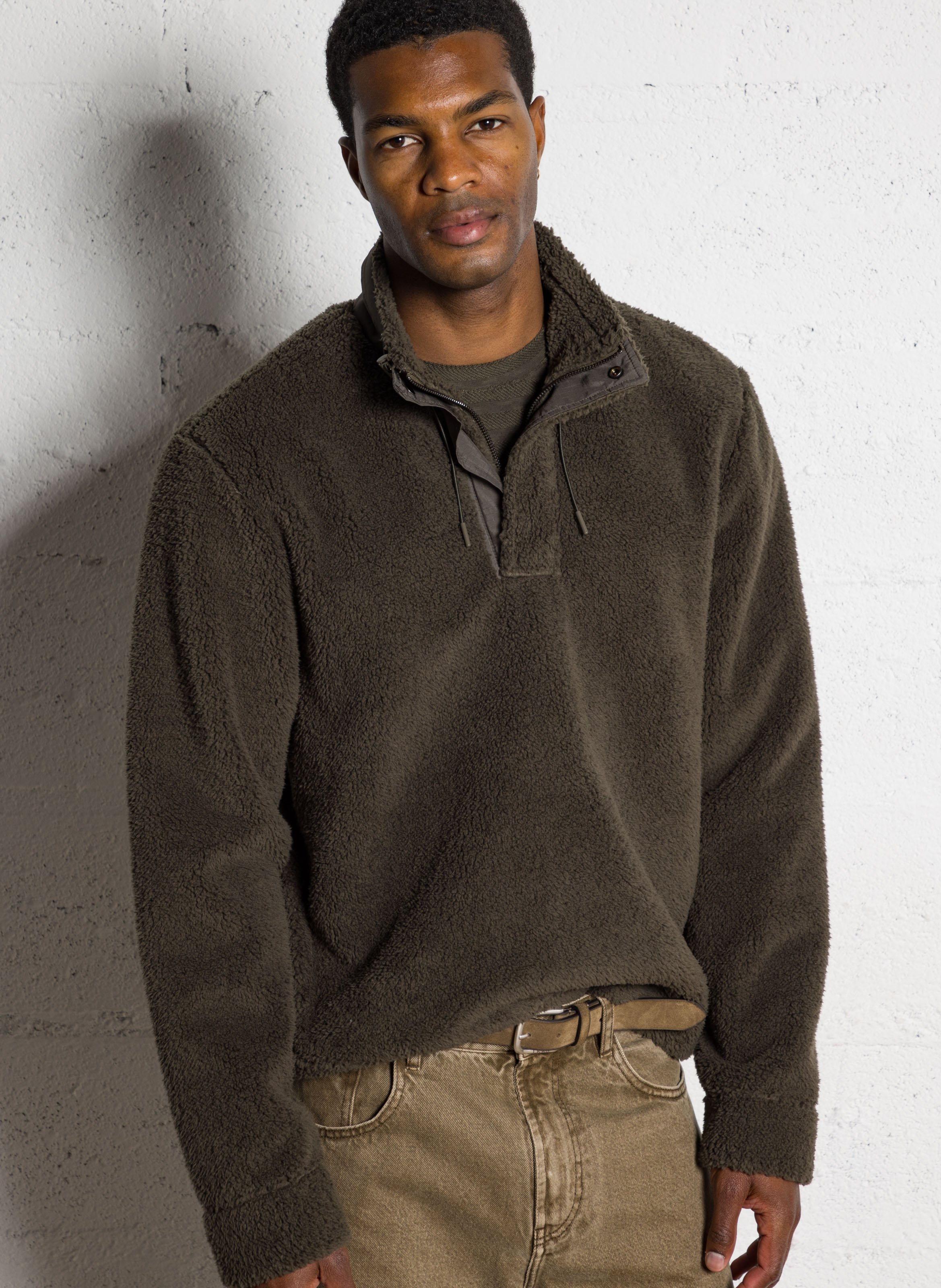 Polaire droite col montant IKKS Kaki