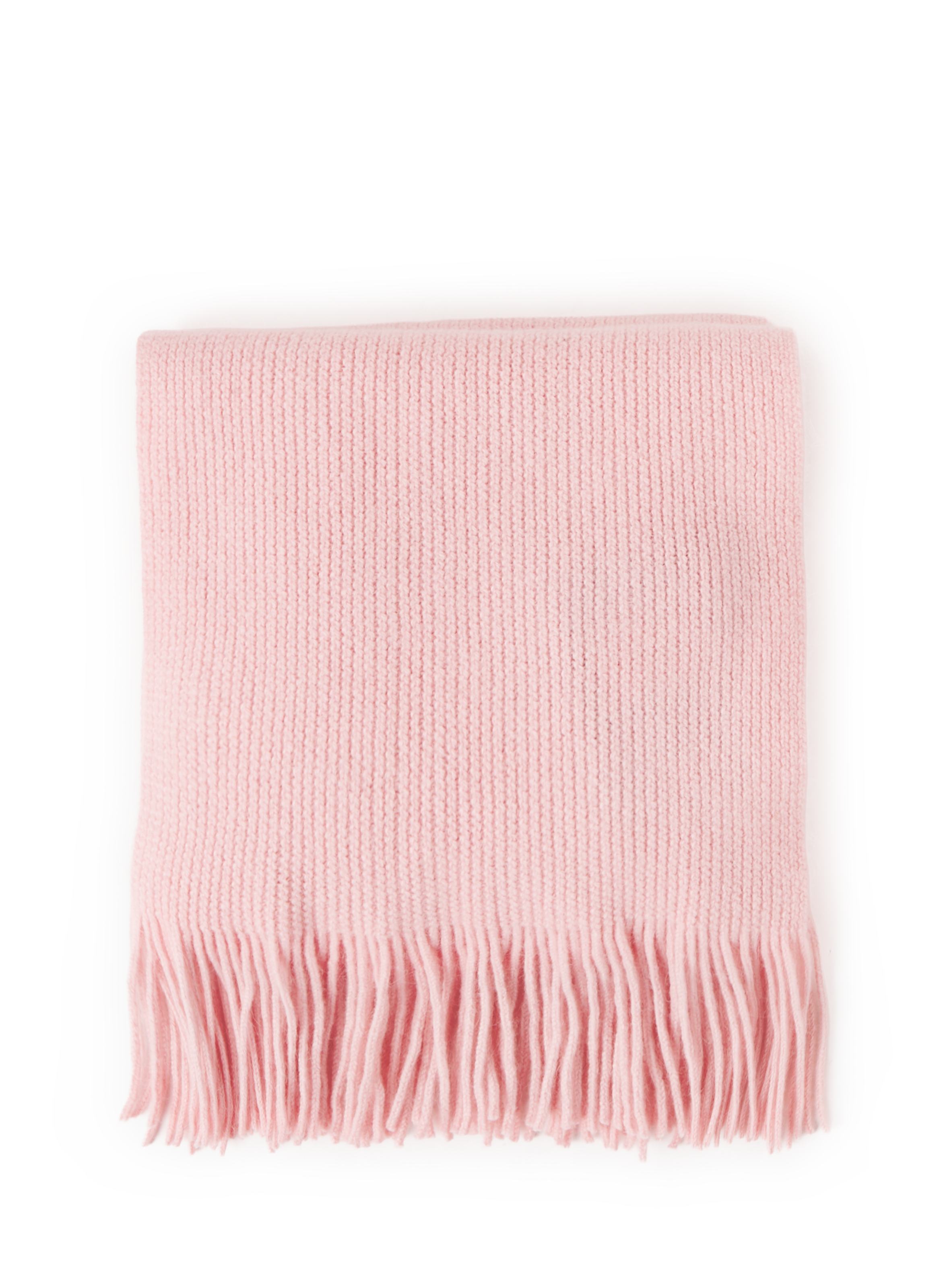 MACKIE Fringed wool and angora scarf Pink