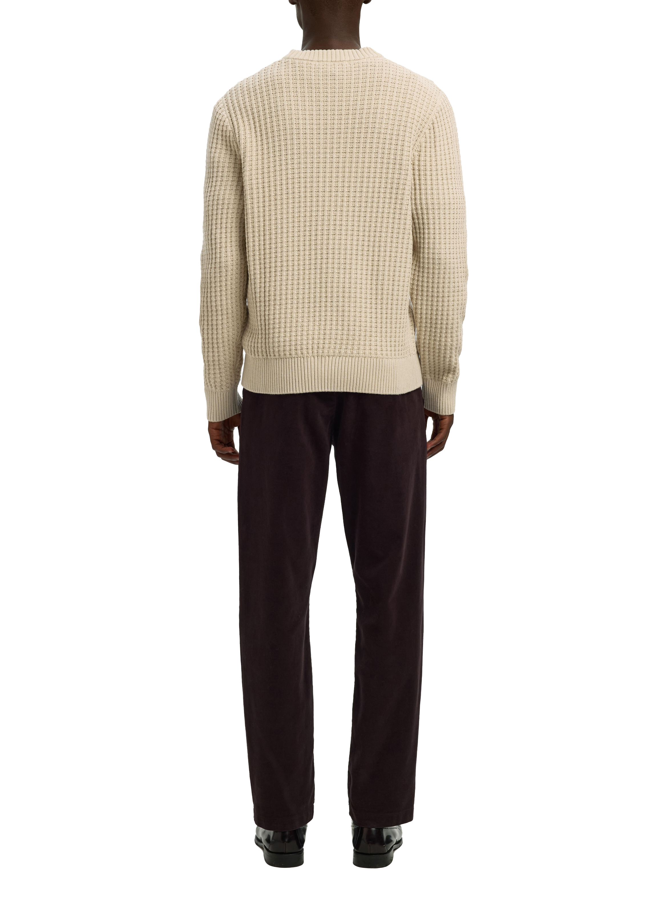 Pull col rond en coton SELECTED Beige