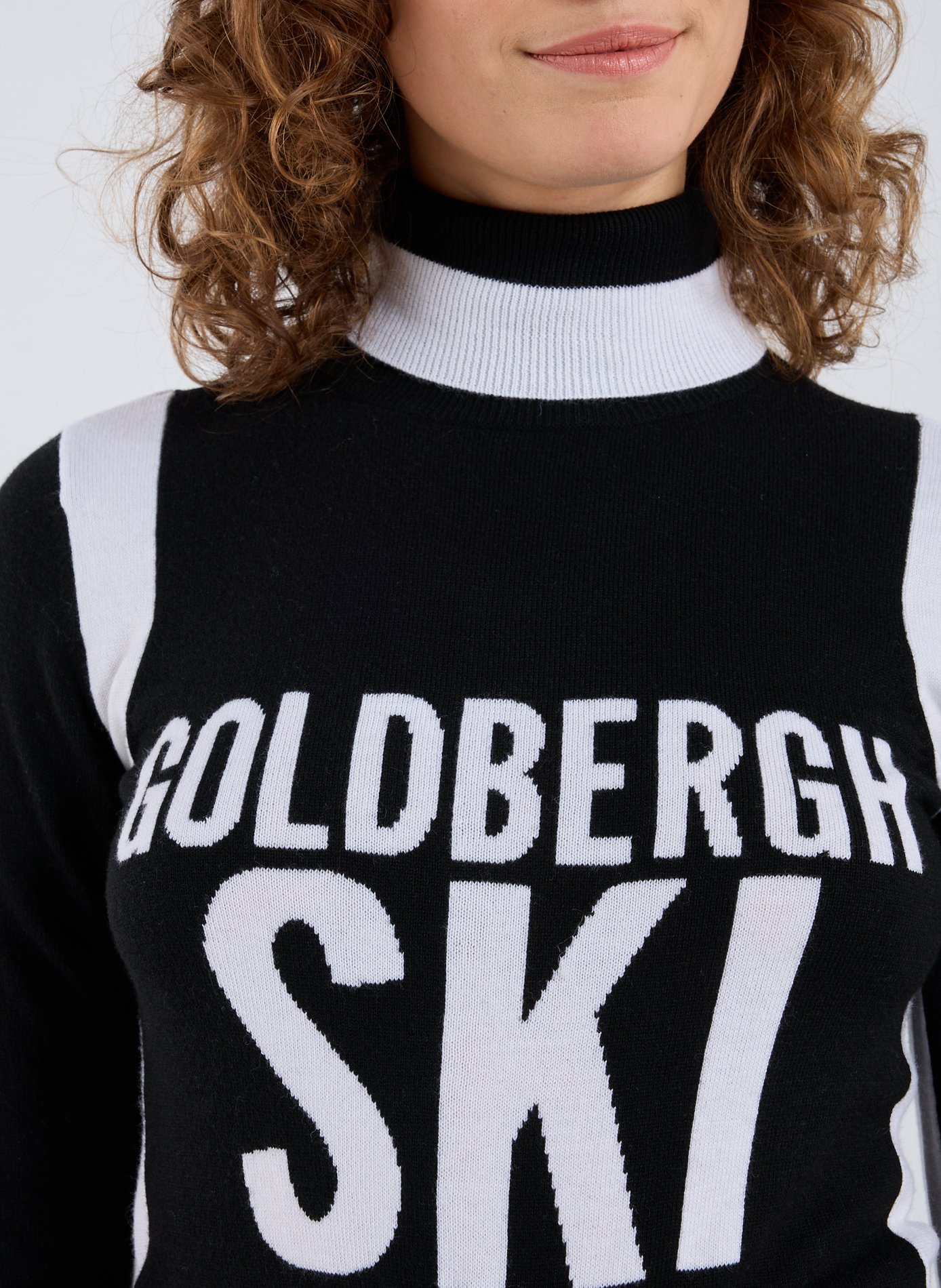 Pull à col roulé imprimé en laine mélangées. GOLDBERGH Noir