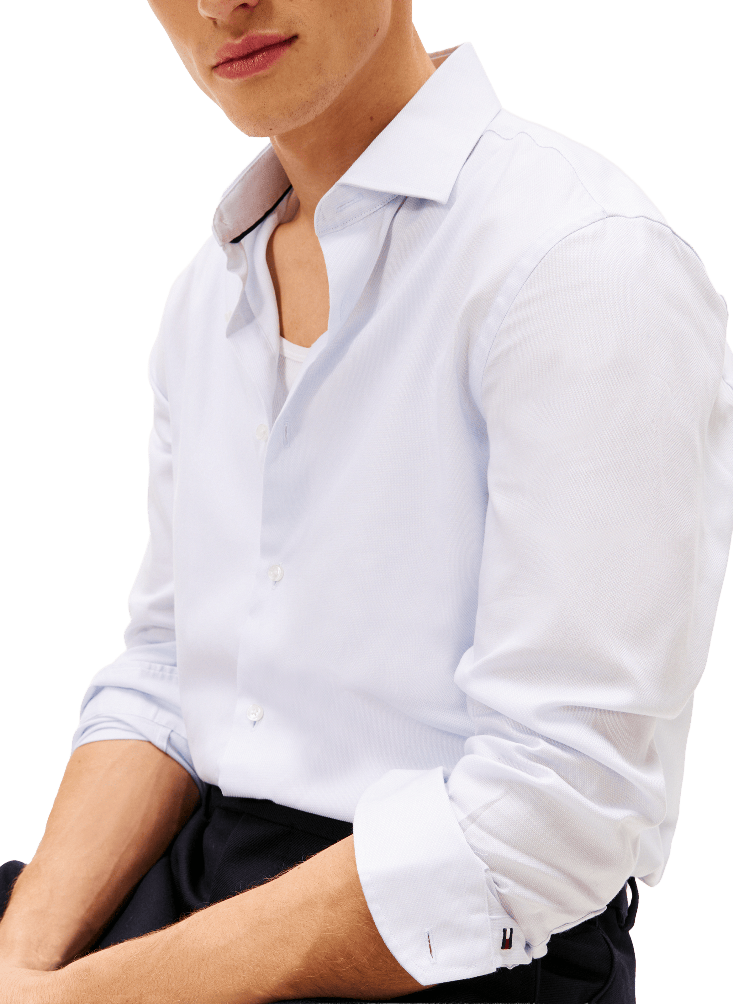 Shirt with classic collar in blended cotton TOMMY HILFIGER Blue