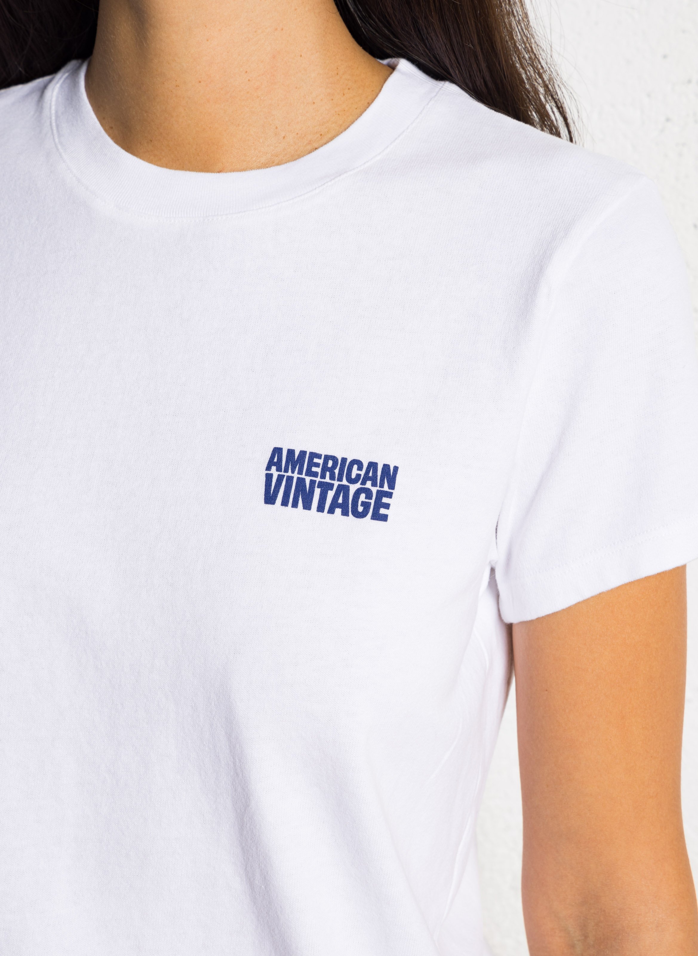 Tee-shirt droit col rond en coton ykobow AMERICAN VINTAGE Blanc