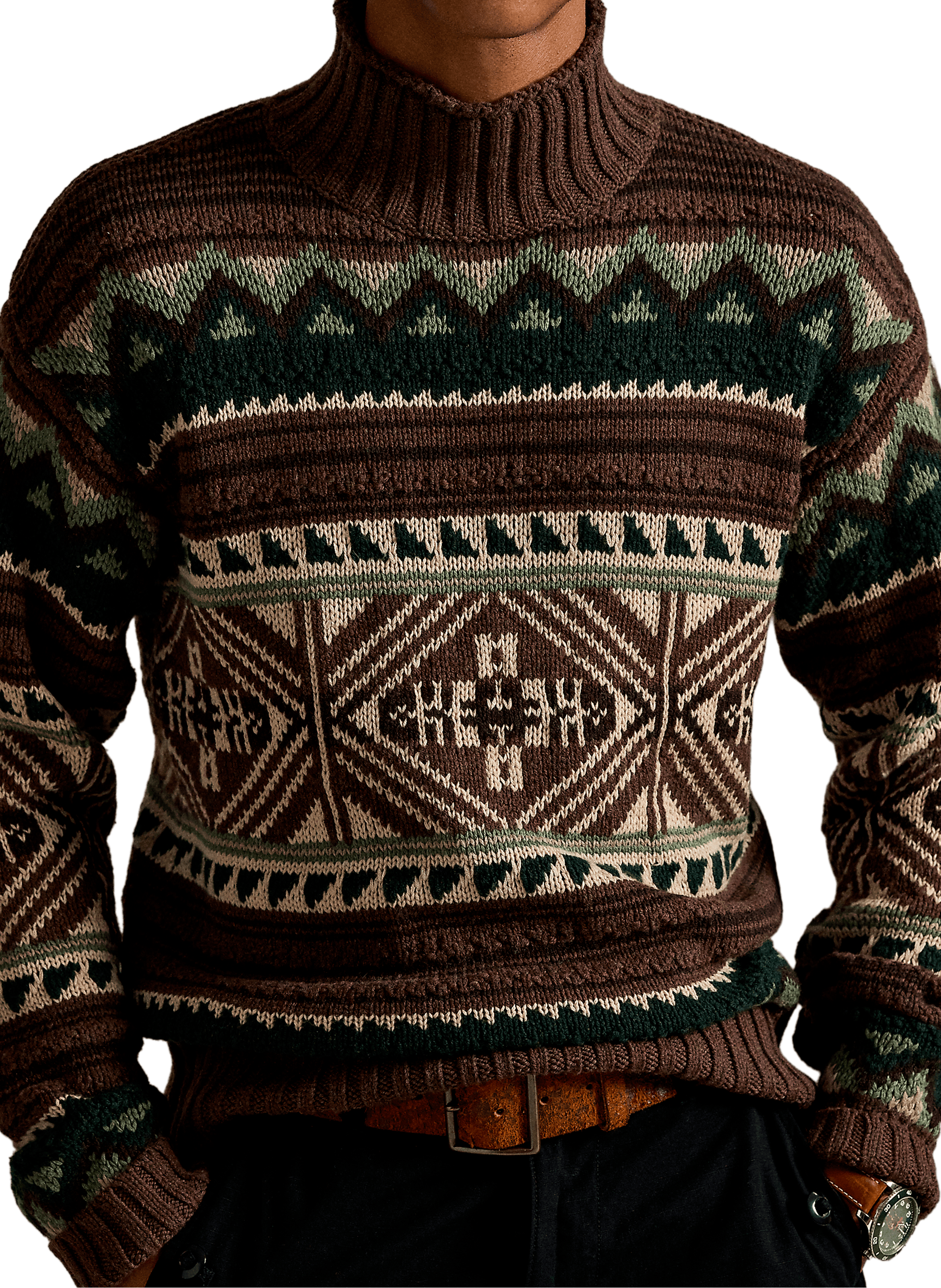 Pull col roulé à motif POLO RALPH LAUREN Beige