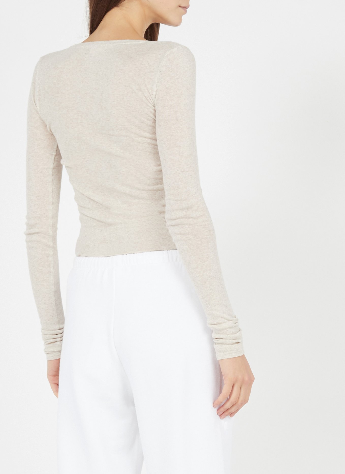 Tee-shirt moulant à col rond en coton massachusetts AMERICAN VINTAGE Beige