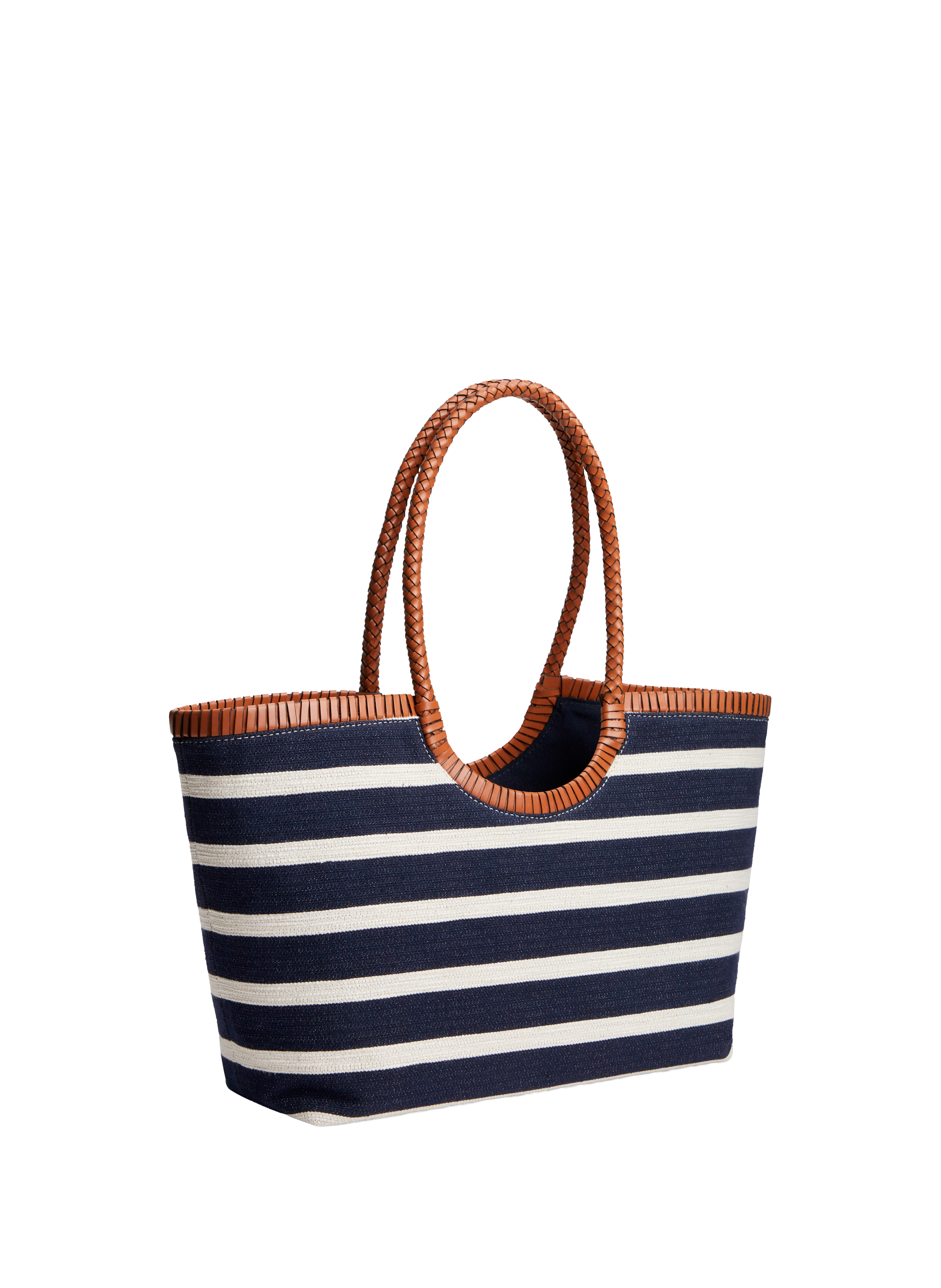 Tote bag rayé à logo texturé en coton mélangé TOMMY HILFIGER Bleu