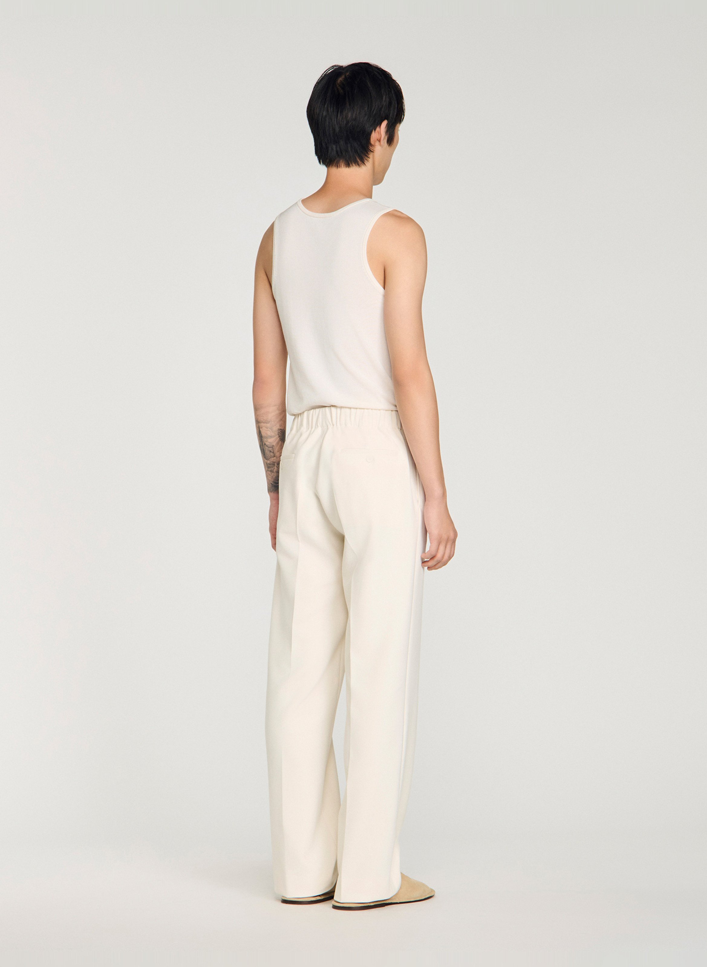 Pantalon large en jersey SANDRO Beige