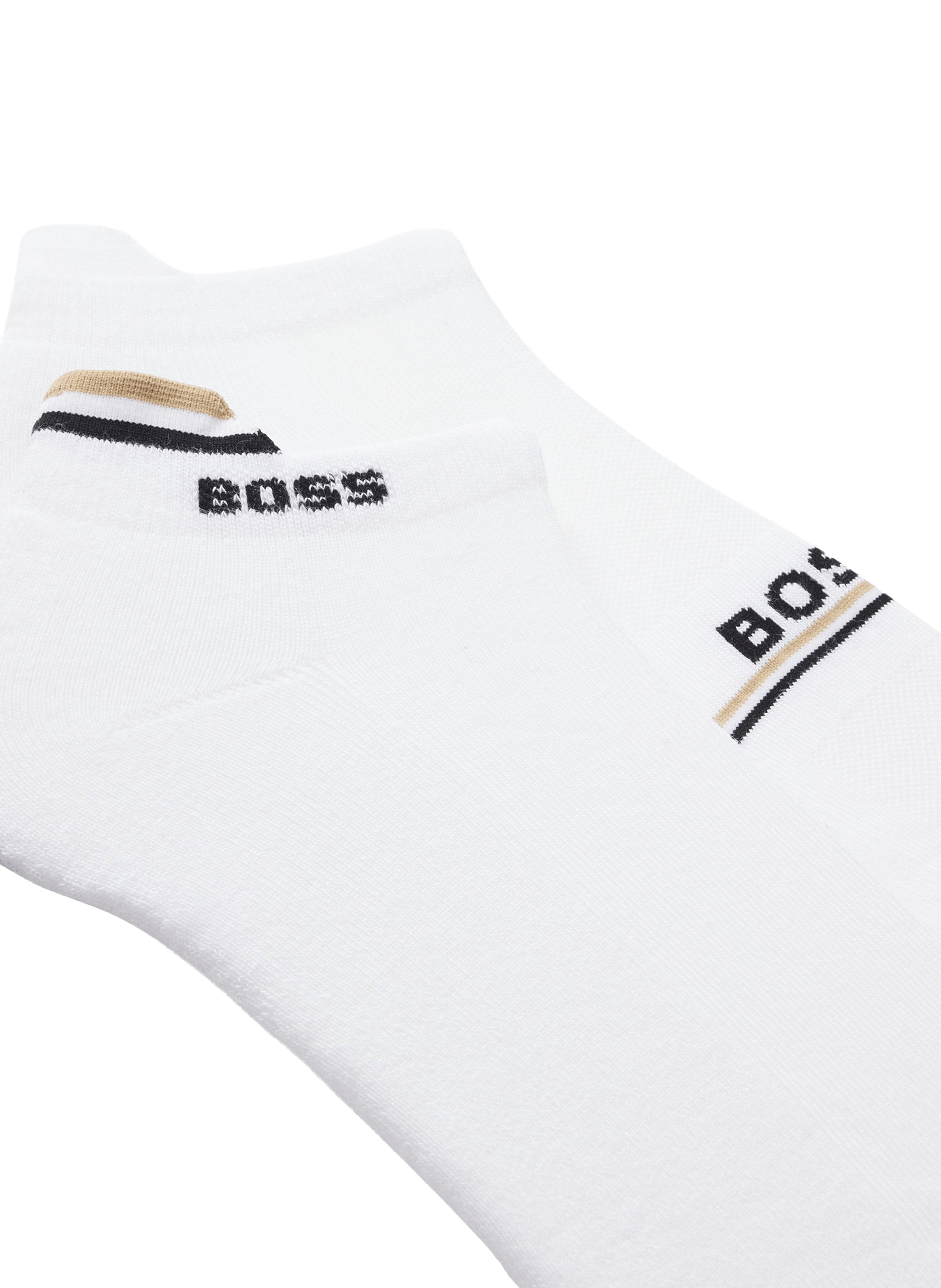 Set of two pairs of ankle-length socks with logos BOSS White