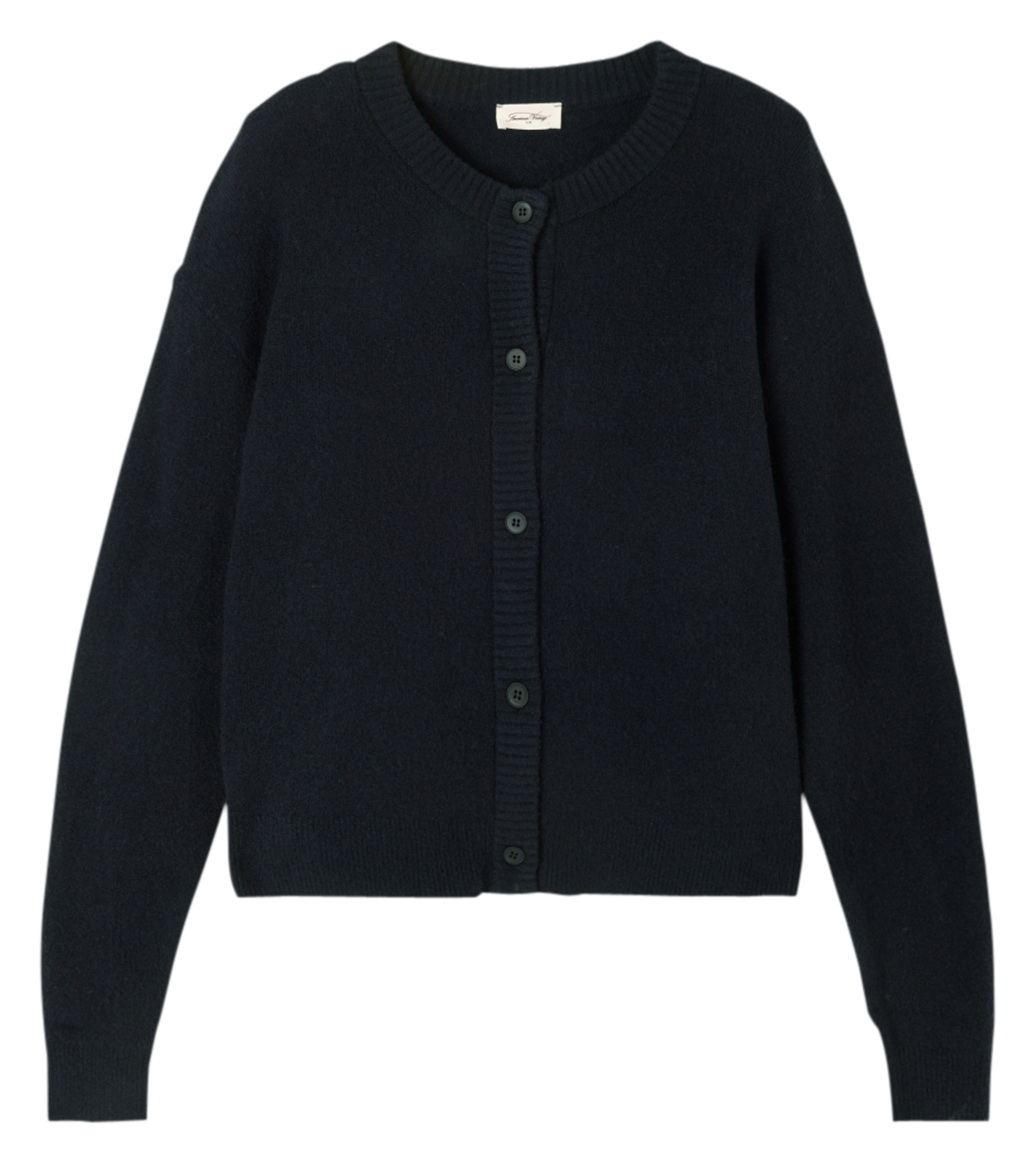 Gilet oversize col rond boutonné damsville AMERICAN VINTAGE Noir