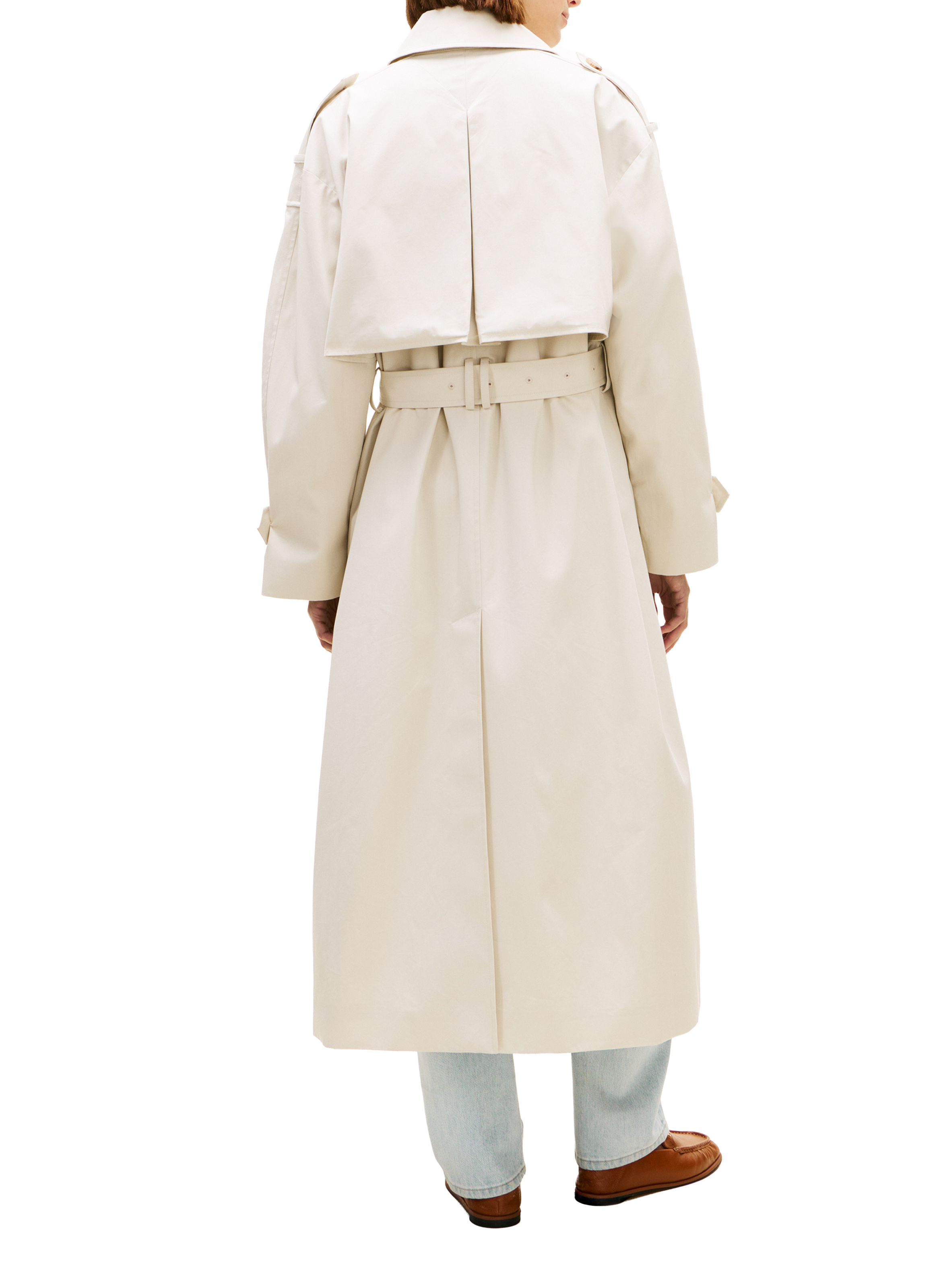 Long cotton belted trench coat TOMMY HILFIGER Beige