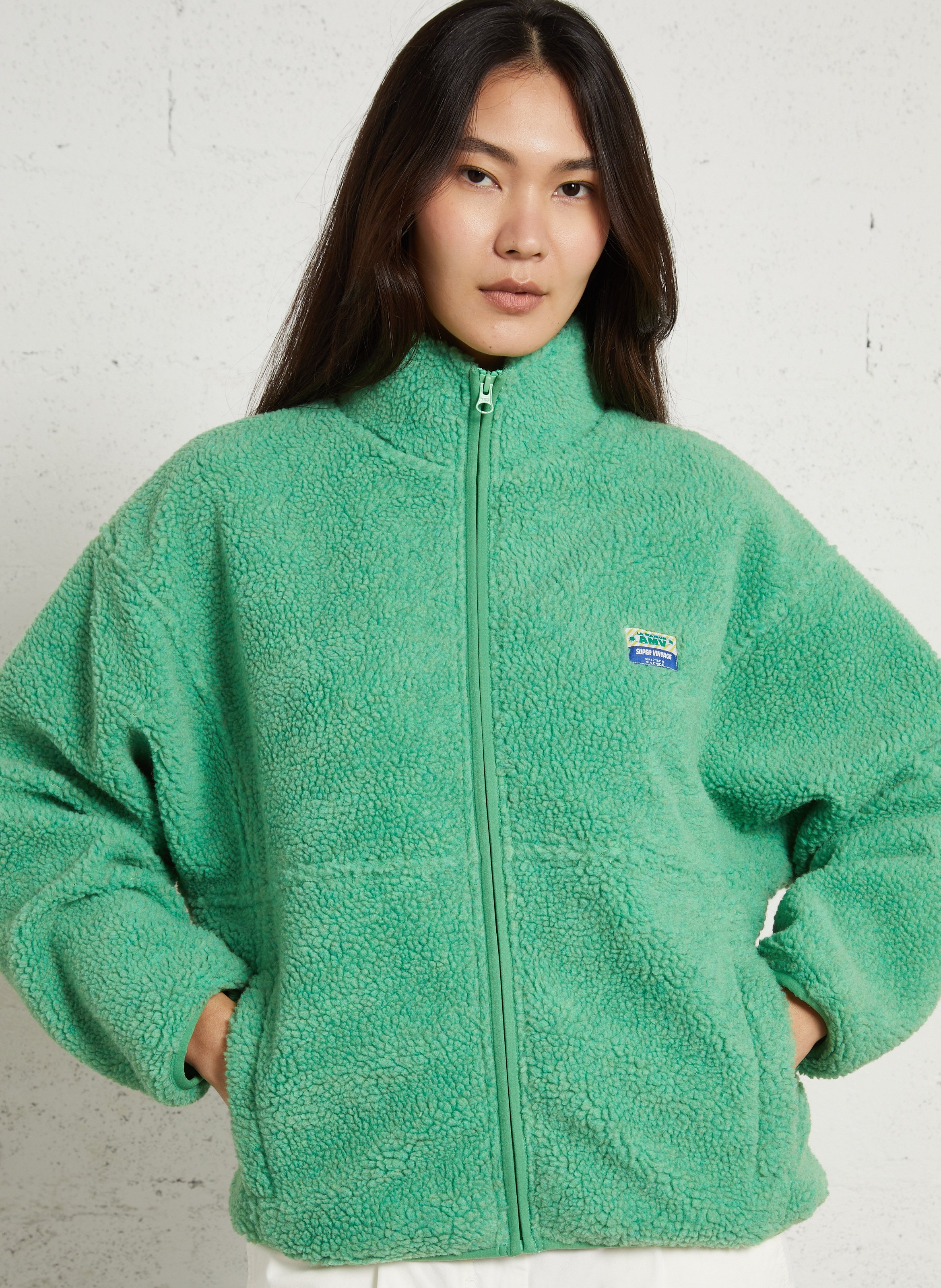 Veste ample zippée à col montant polaire hoktown AMERICAN VINTAGE Vert