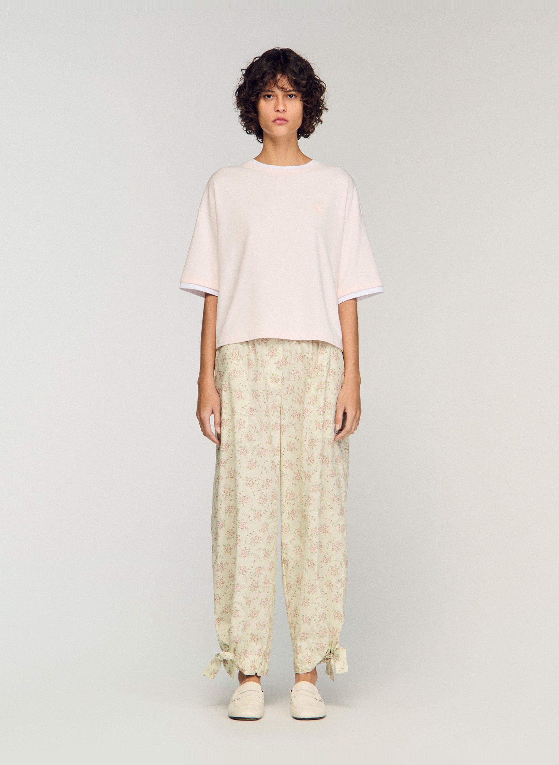 Tee-shirt oversize col rond en coton SANDRO Rose