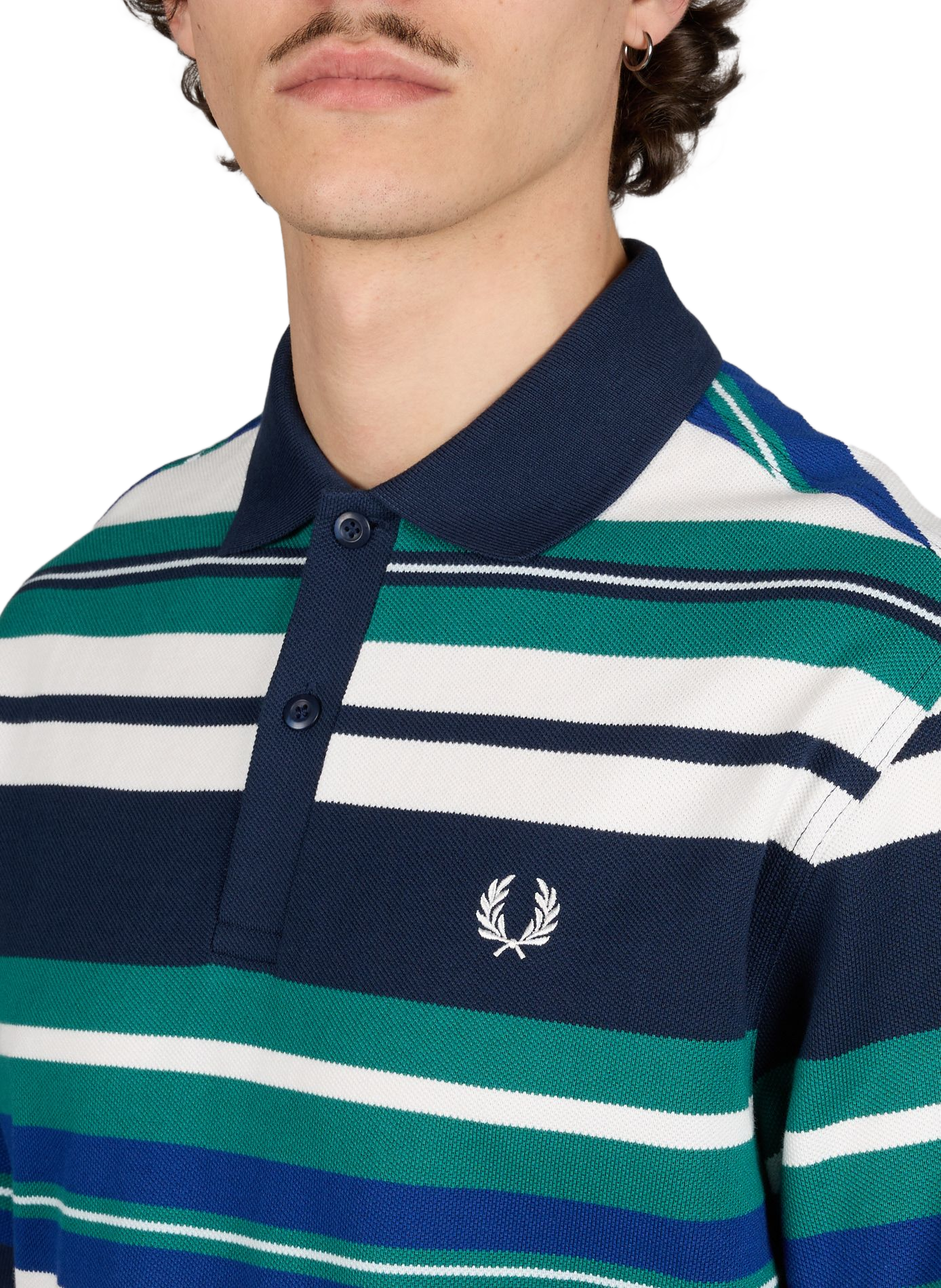 Polo manches courtes à rayures en coton FRED PERRY Vert