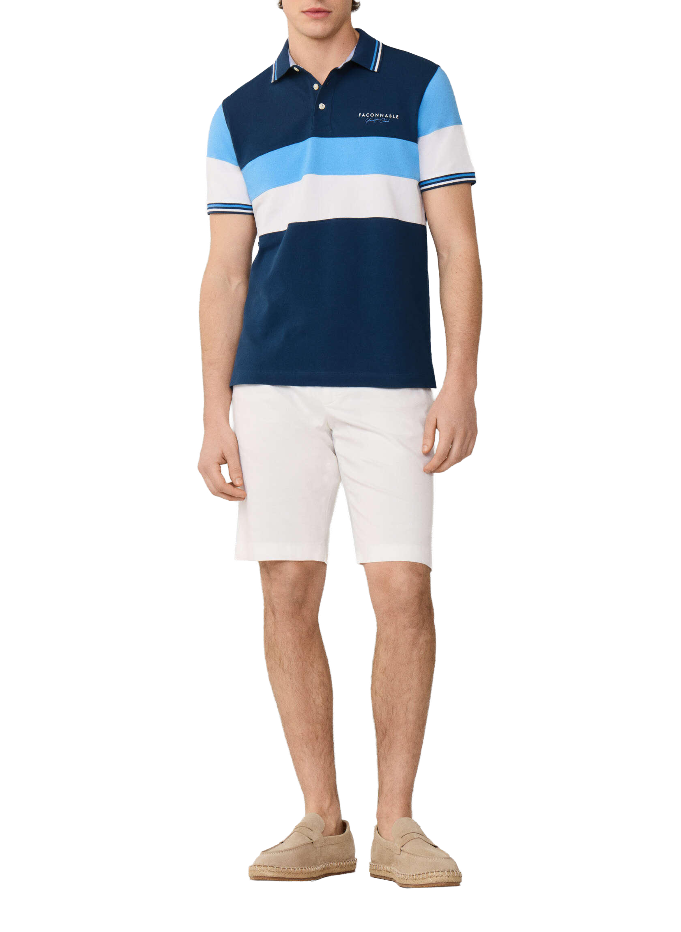 Polo logo à manches courtes en coton FACONNABLE Bleu