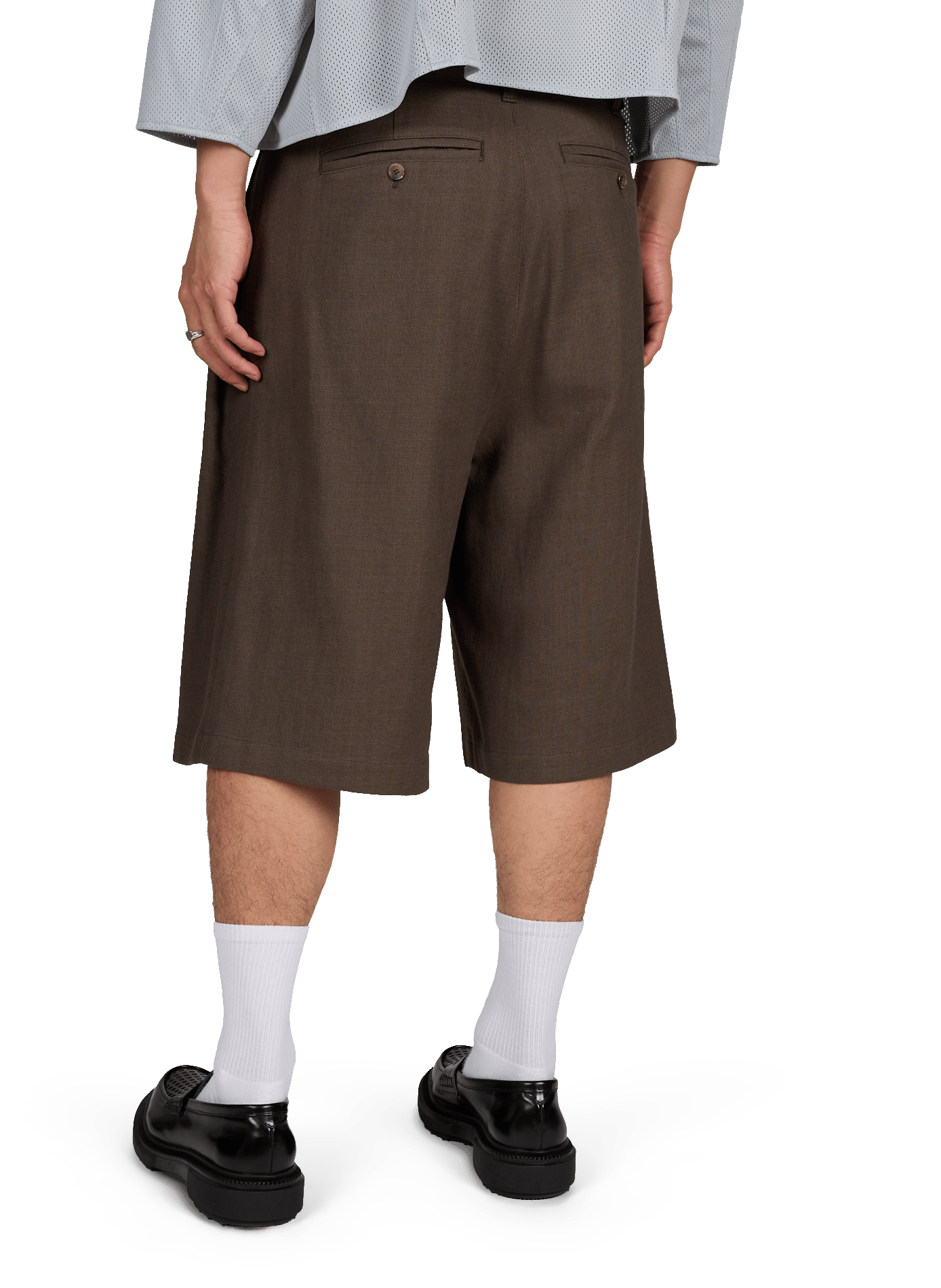 Short ample with pleats in linen MERELY MADE Brown