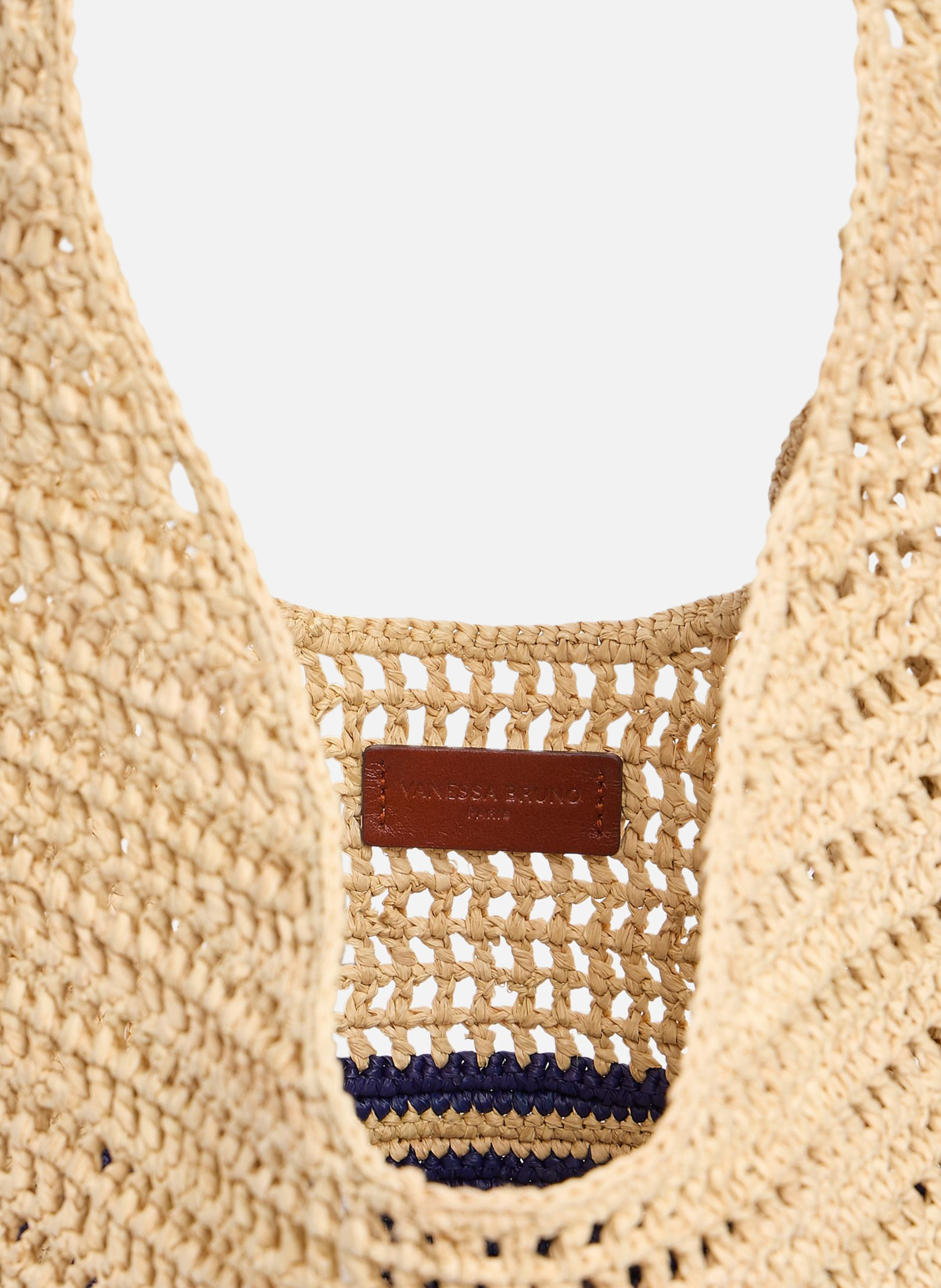 Panier hobo en raphia avec rayures VANESSA BRUNO Bleu