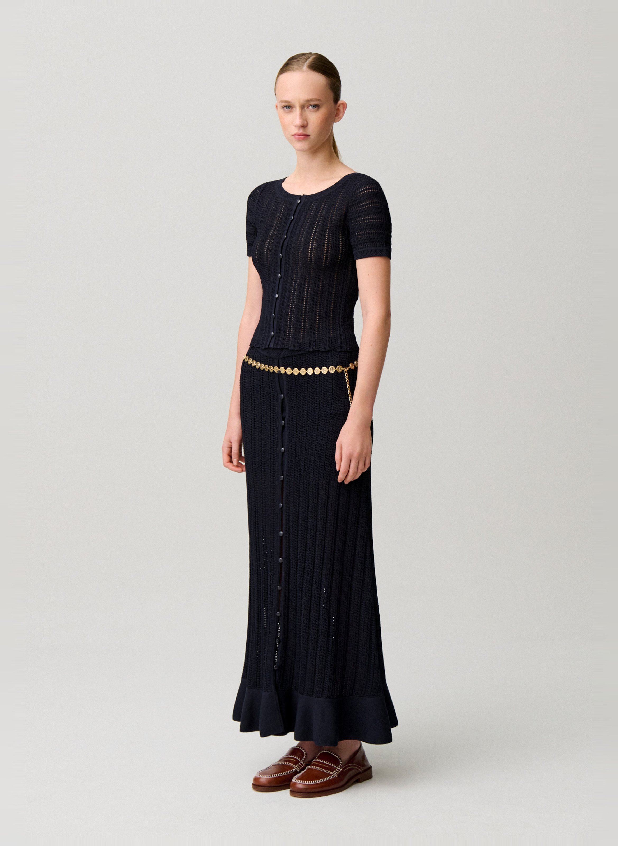 Top droit col rond en maille CLAUDIE PIERLOT Bleu