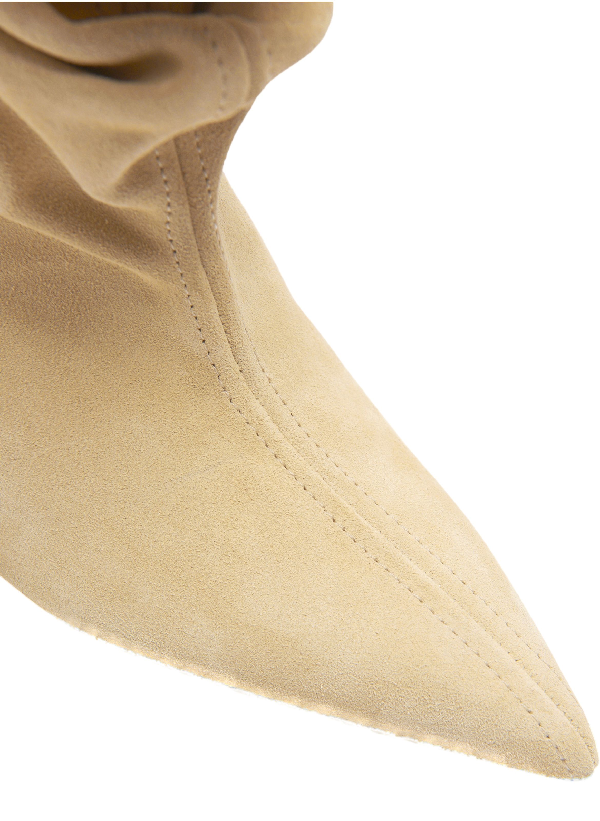 Bottines wedge drapées en daim BALMAIN Beige