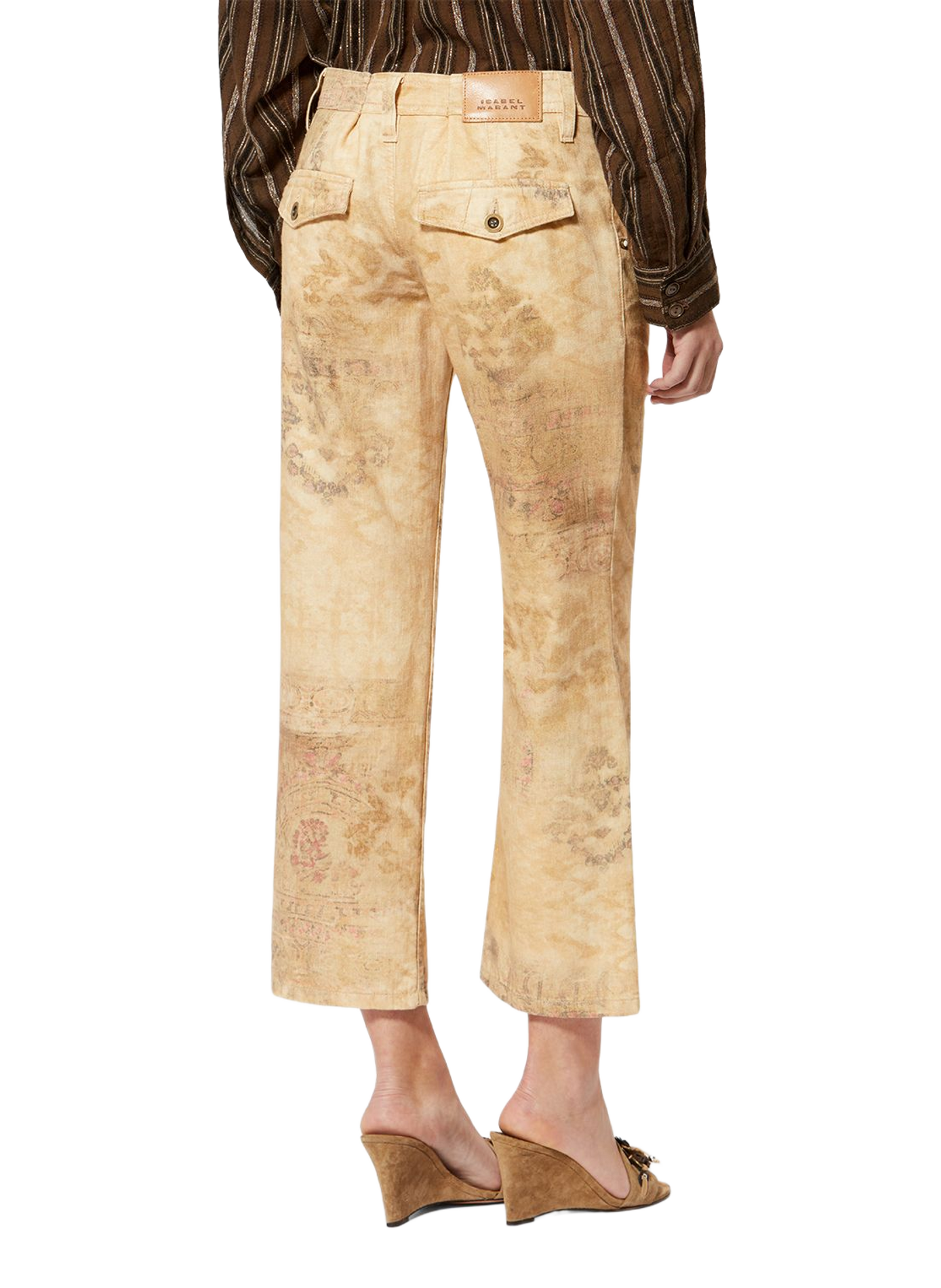 Camila printed denim cropped straight-leg pants ISABEL MARANT Beige