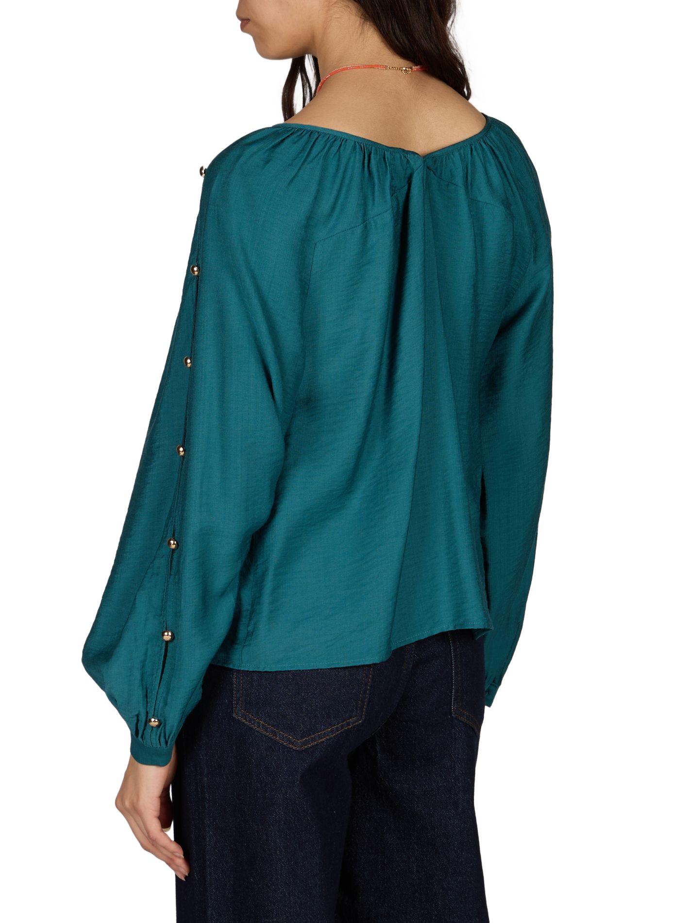 Round neck top with balloon sleeves VILA Blue