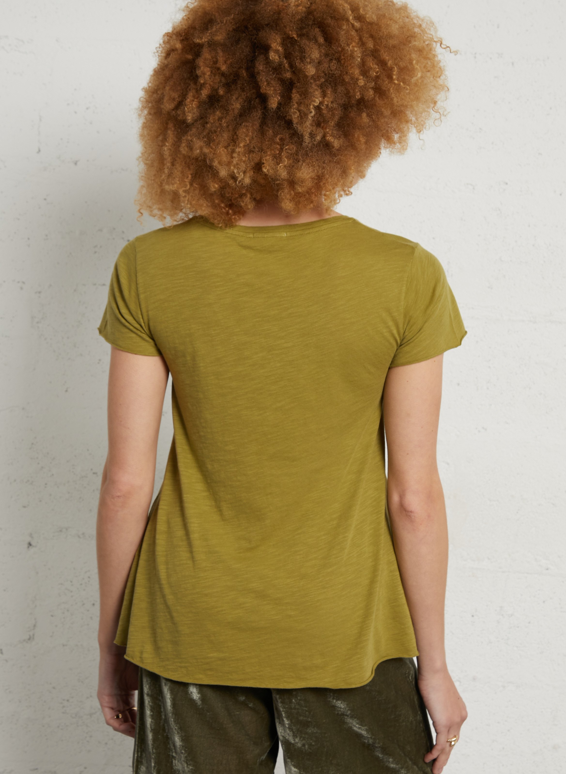 Tee-shirt droit col v en coton mélangé jacksonville AMERICAN VINTAGE Vert