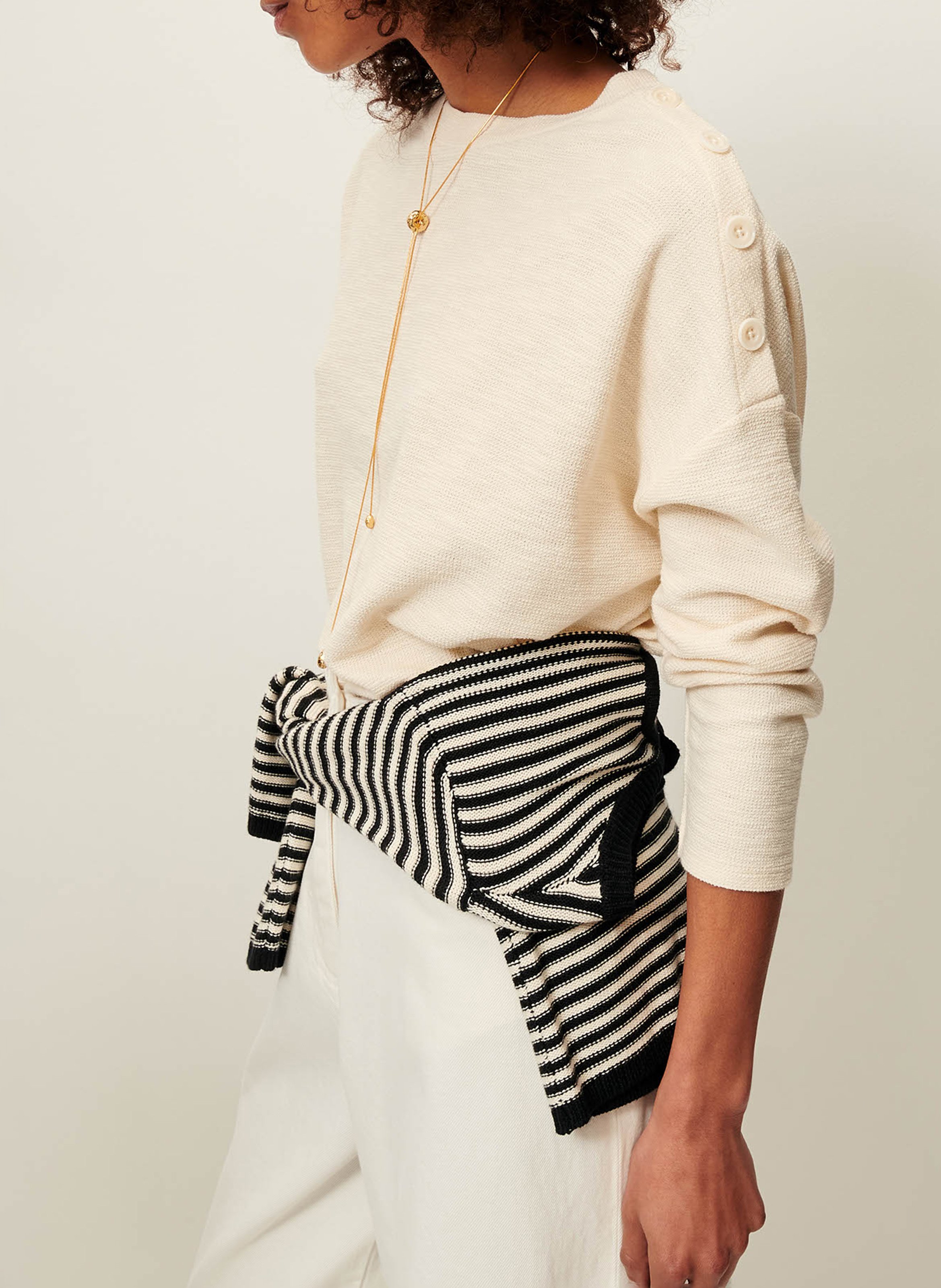 Pull fin col rond en coton mélangé austin SESSUN Beige