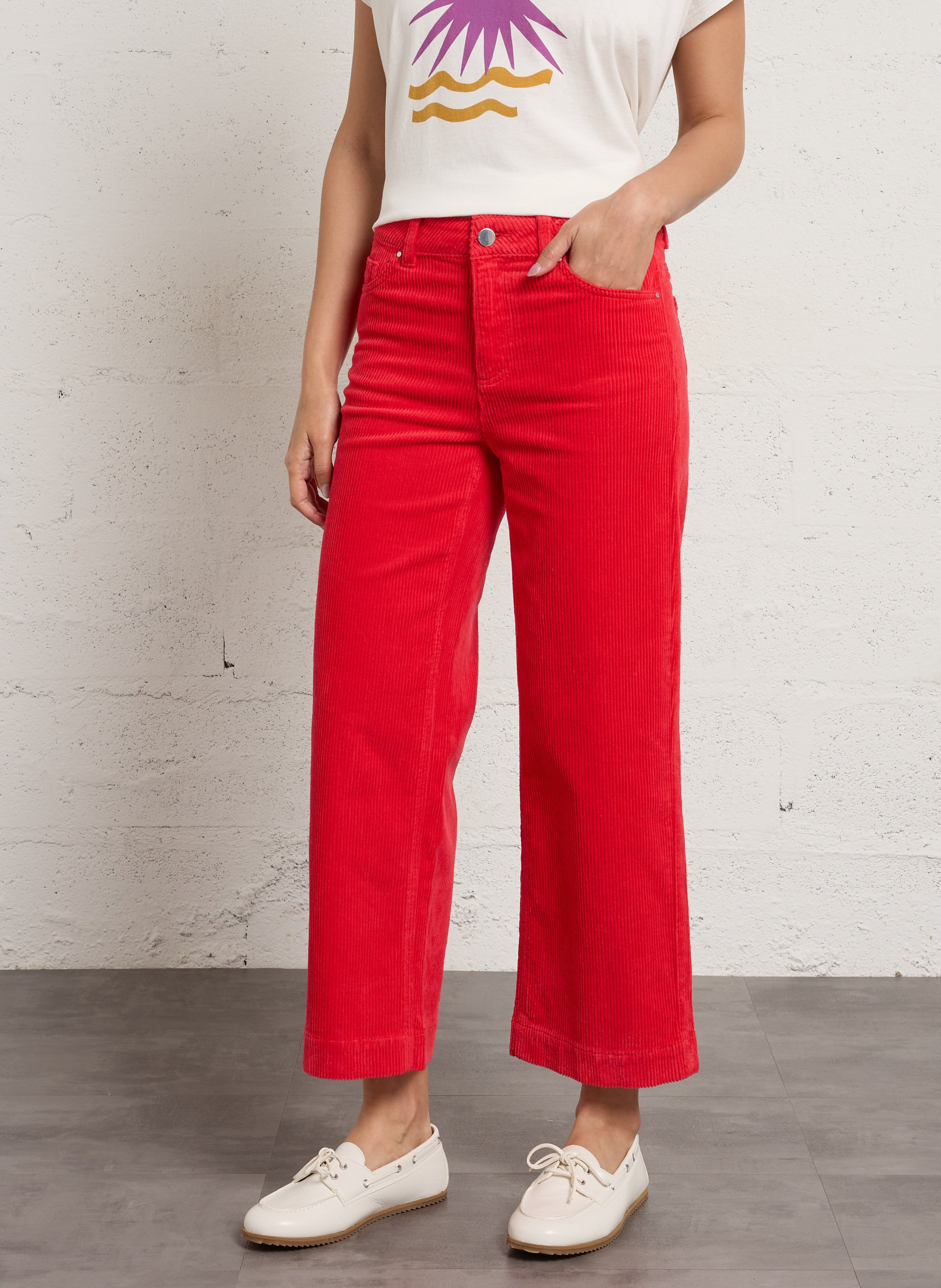 Pantalon droit en coton mélangé tristan MAISON 123 Rouge