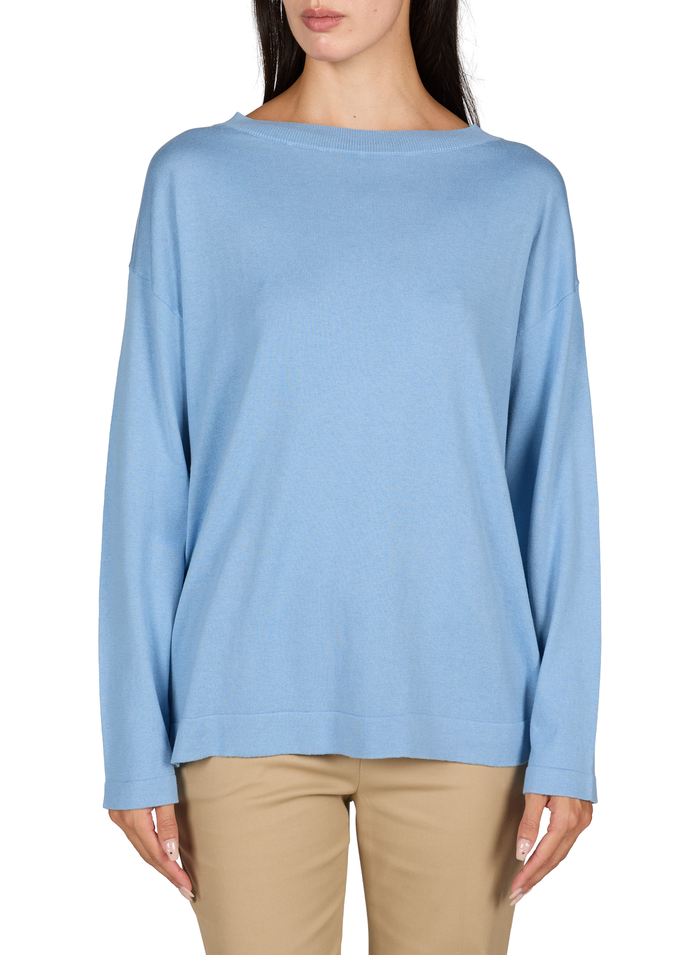 Round neck sweater in silk and cotton MAX MARA WEEK END Blue