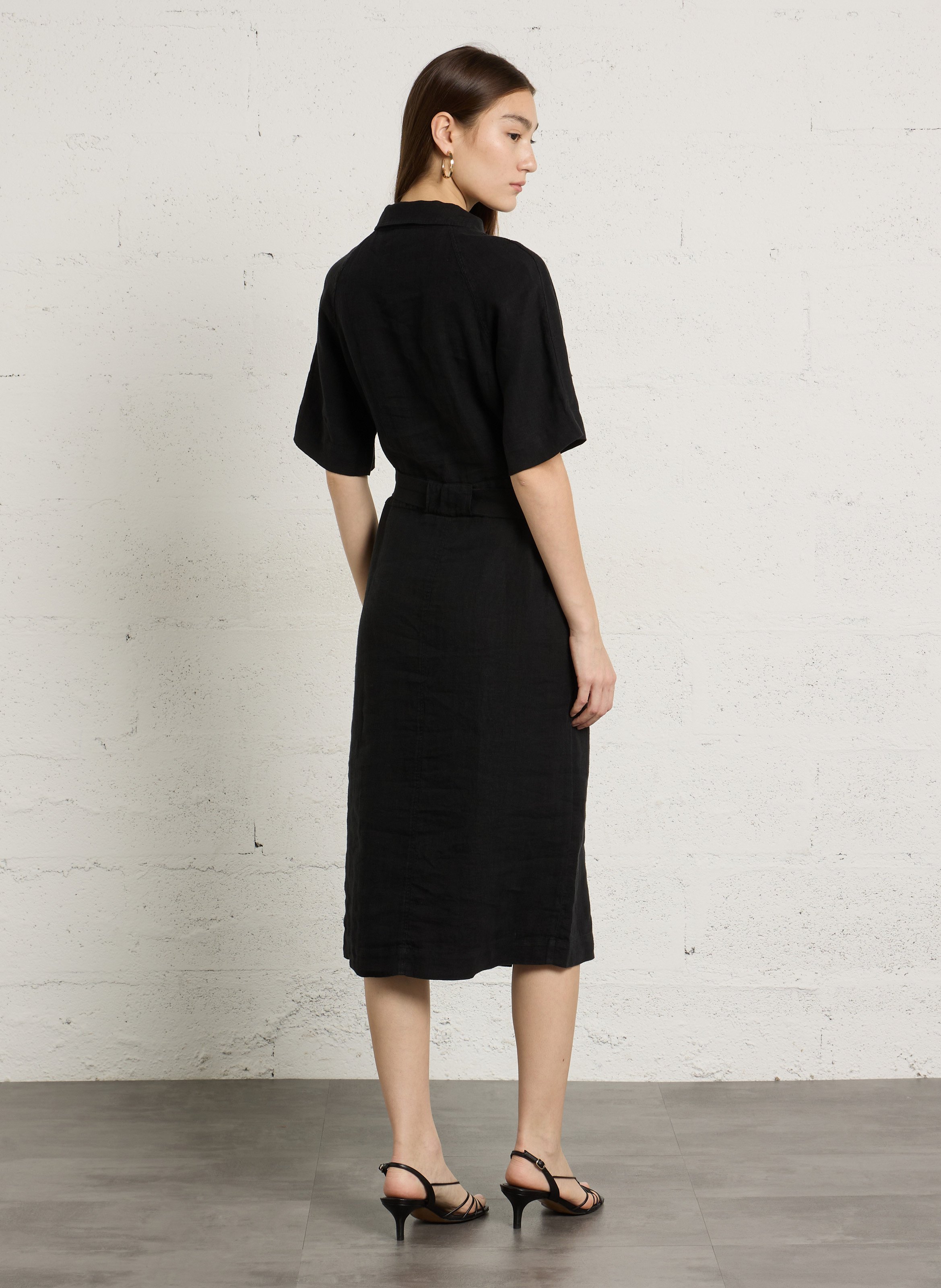 Robe midi en lin betanie MAISON 123 Noir