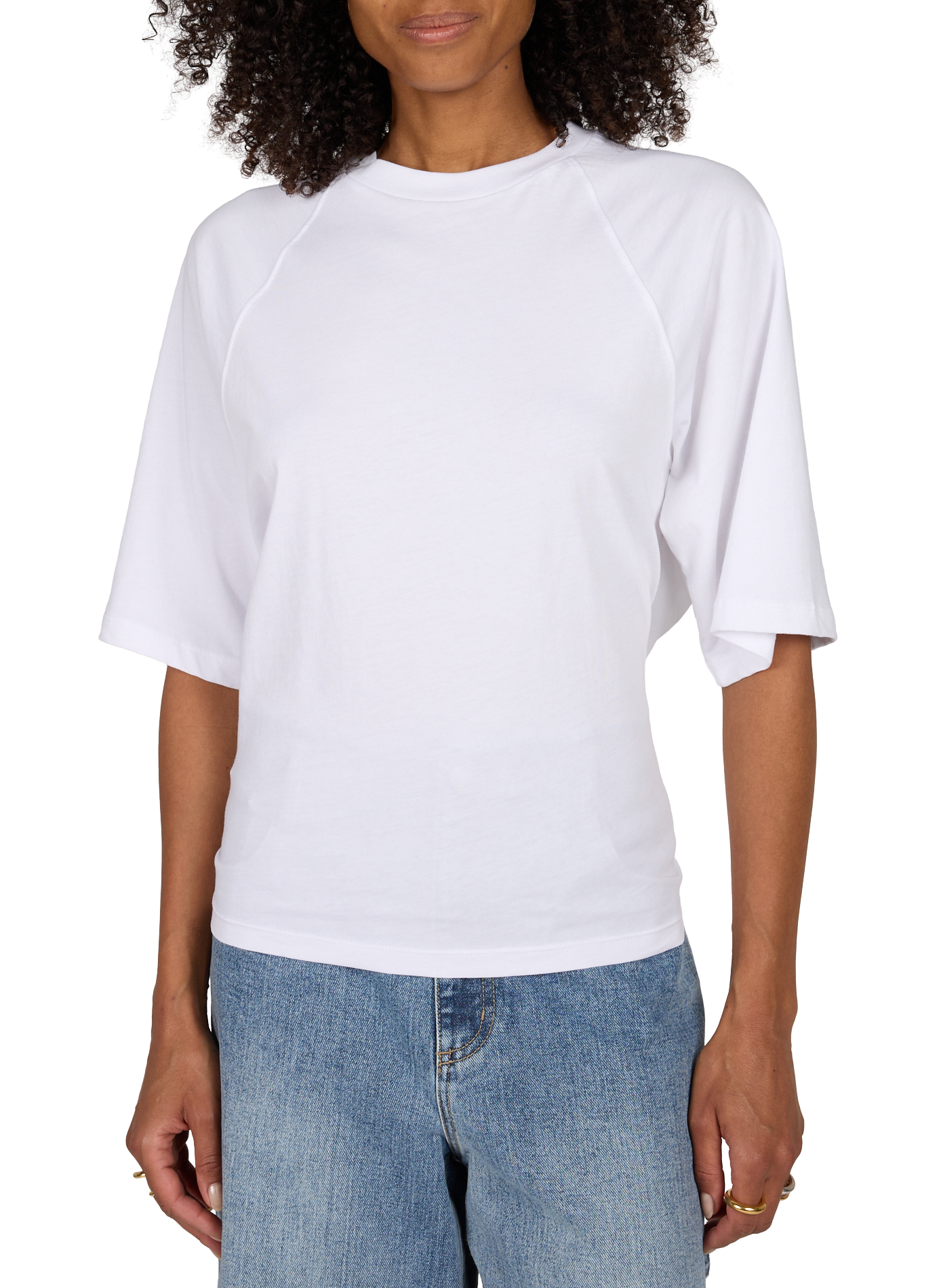 Round-neck T-shirt with a tie-back detail in cotton TIBI White