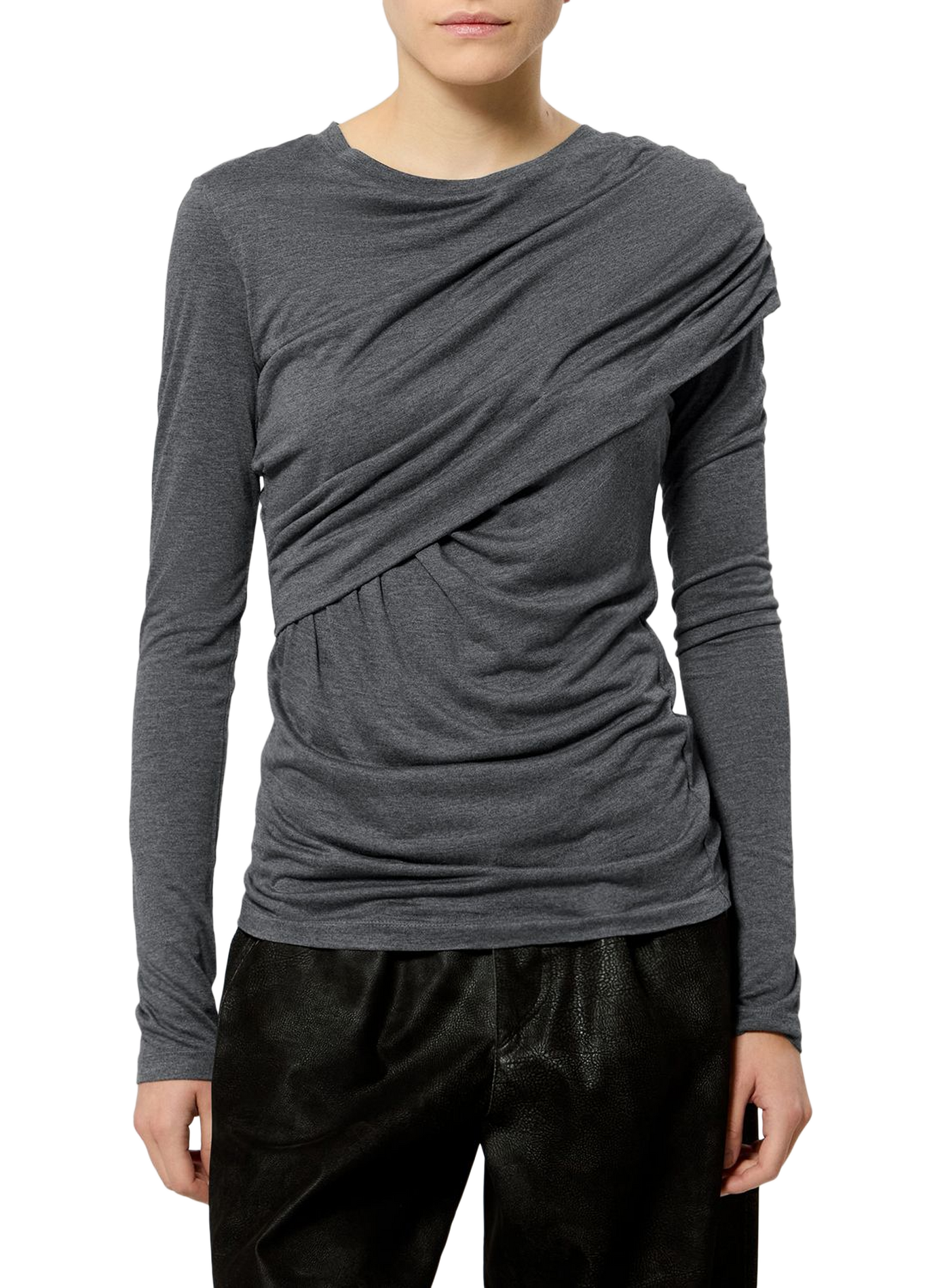 Top in drapiertem Jersey ISABEL MARANT Grau