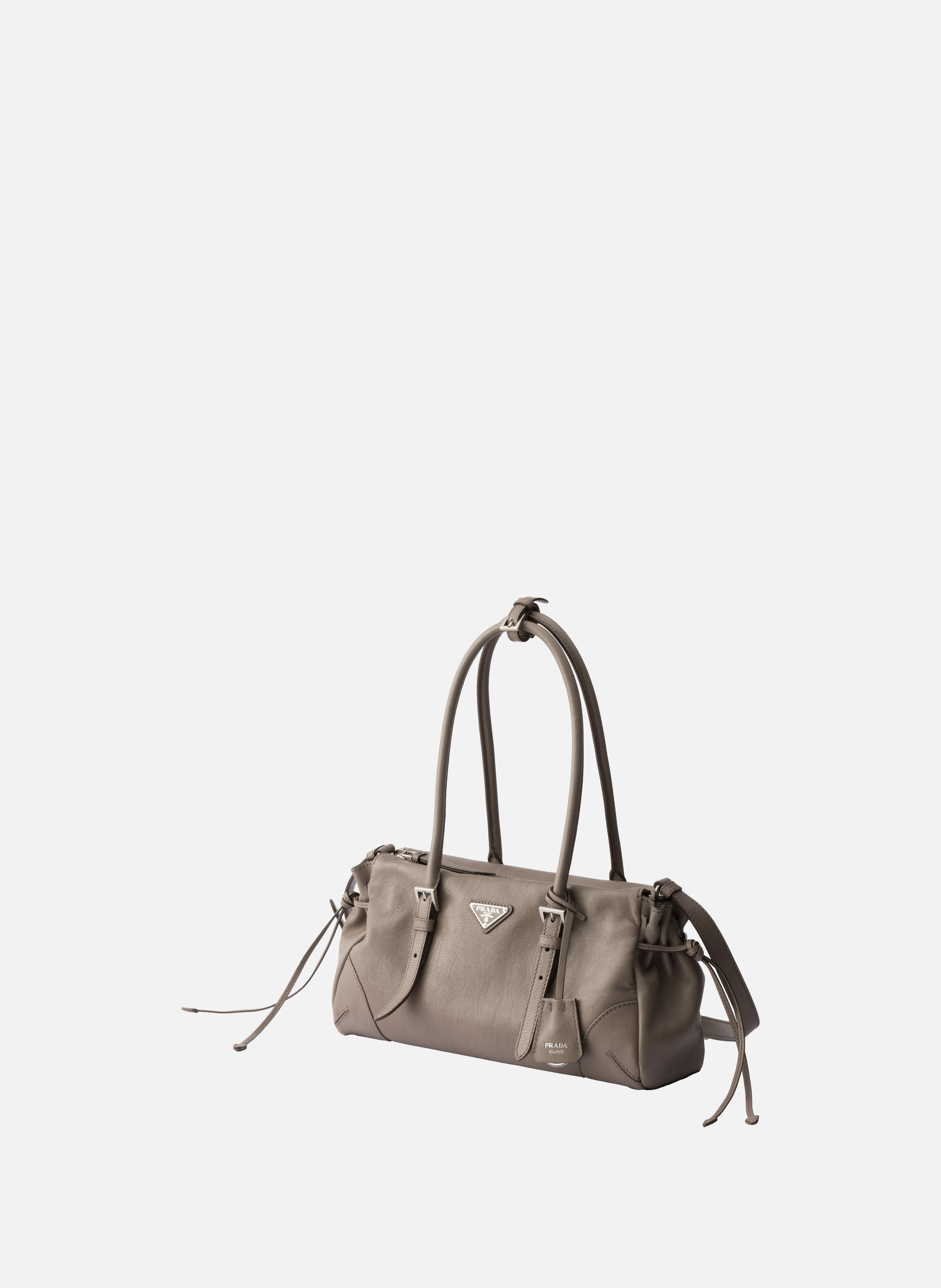Cabas prada bonnie en cuir vieilli de taille moyen PRADA Gris