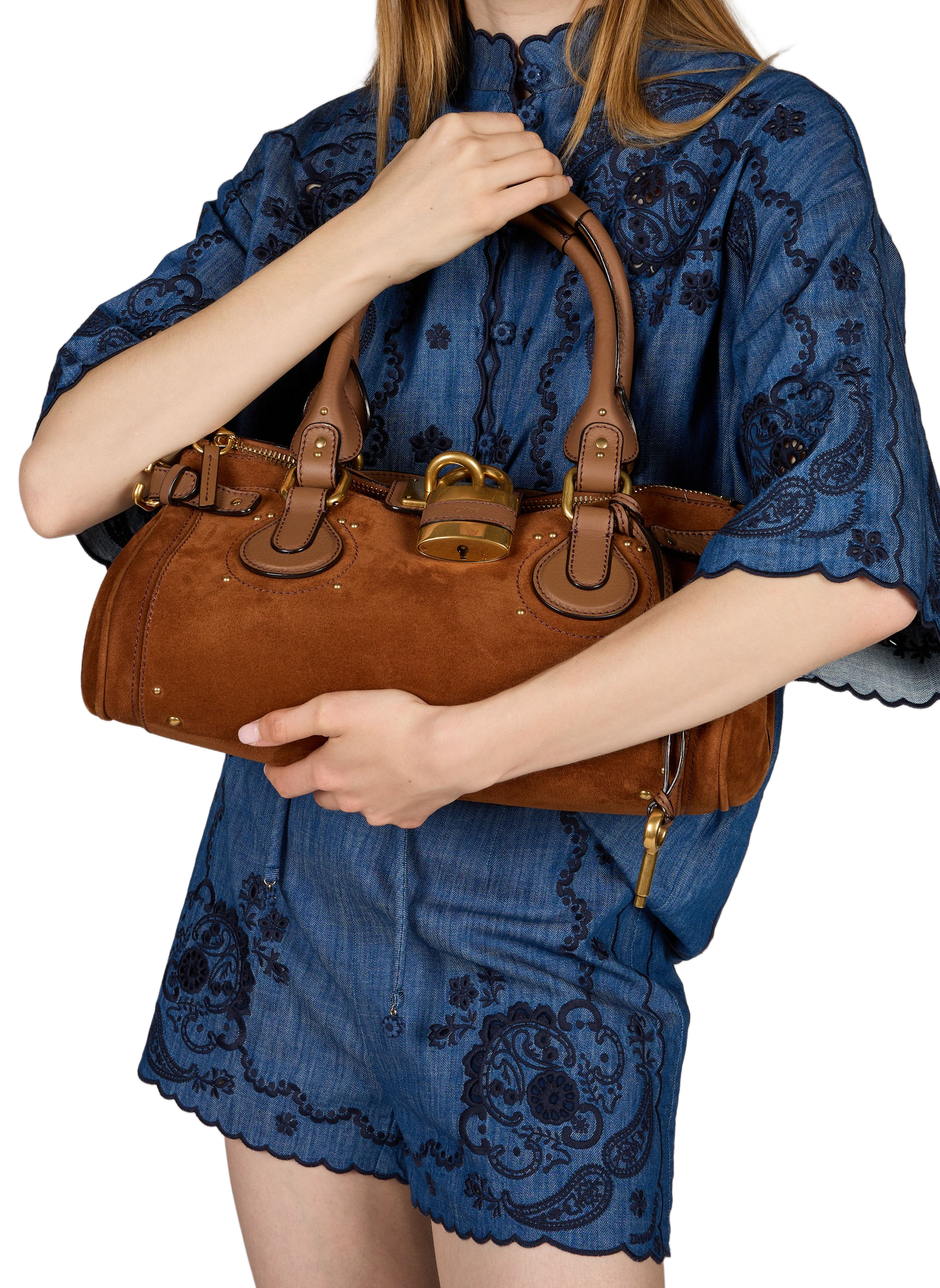 Schoudertas Paddington van geitenleer suede CHLOÉ Bruin