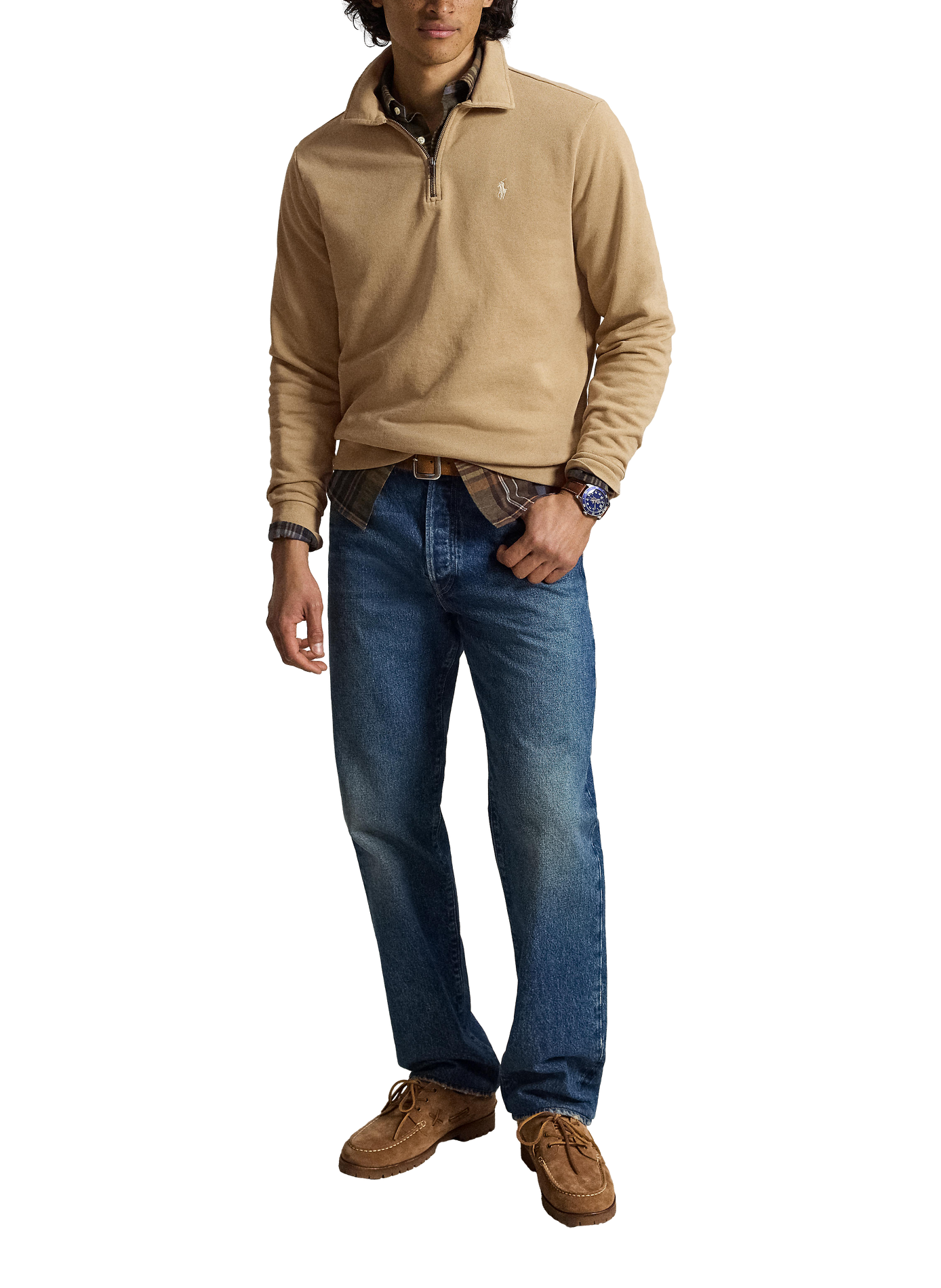 Pull droit à col classique en coton  POLO RALPH LAUREN Beige