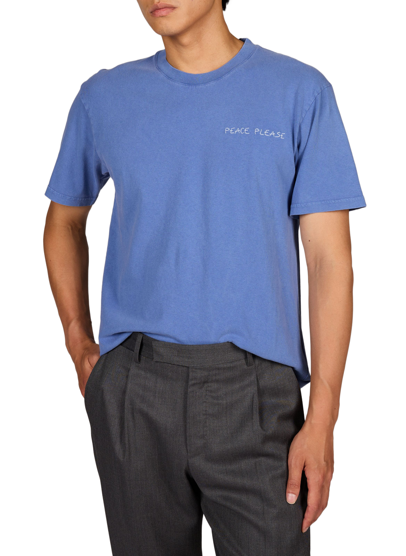 "Patureau" T-shirt in cotton with "Peace Please" MAISON LABICHE Blue