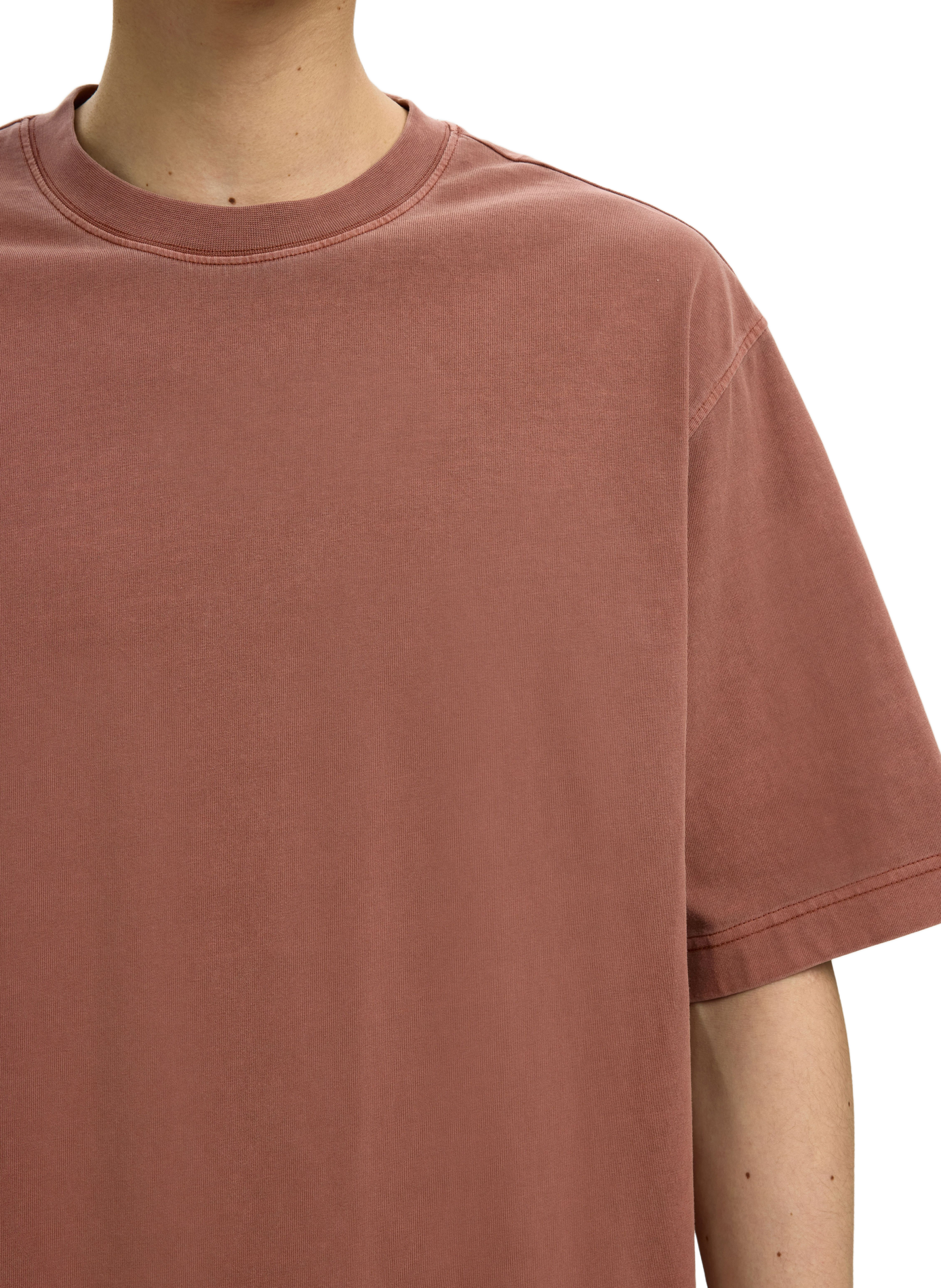 Oversized T-shirt met ronde hals van katoen SELECTED Rood