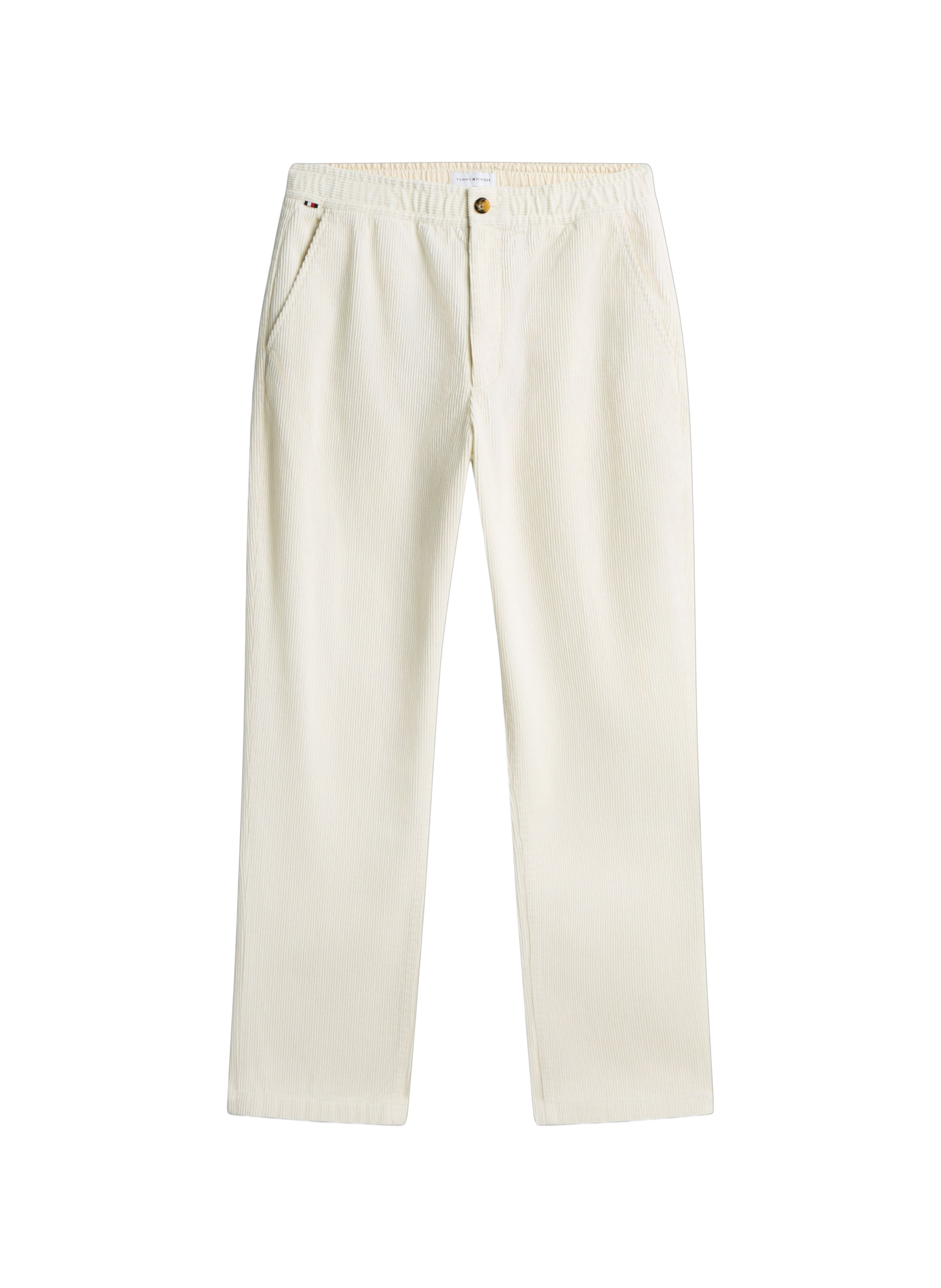 Pantalon droit côtelé en coton TOMMY HILFIGER Blanc