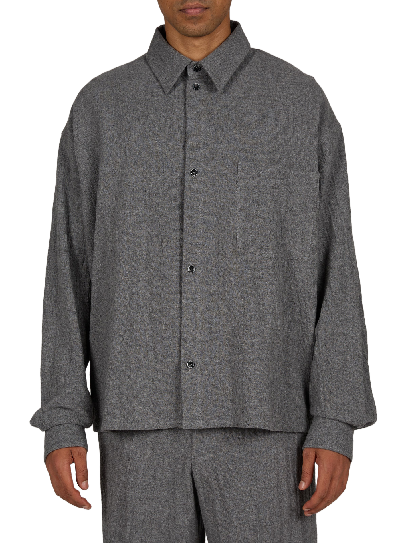 Loose solid button-up shirt WON HUNDRED Grey